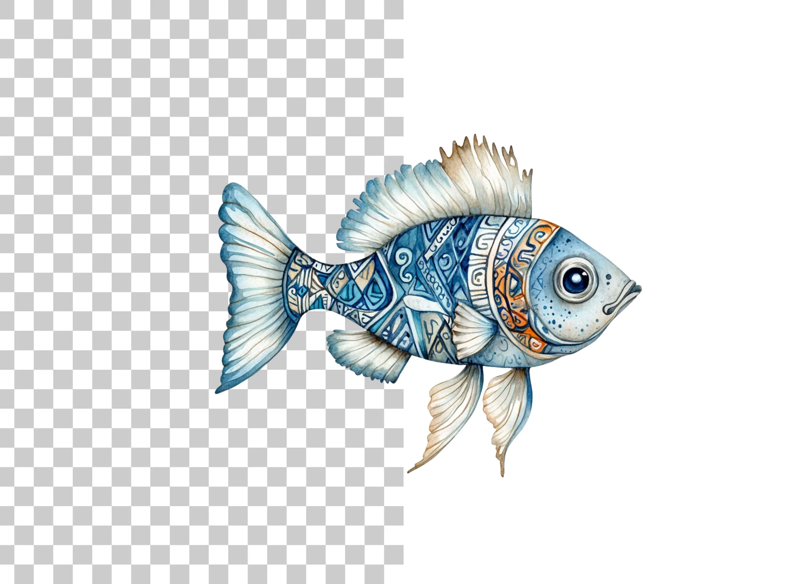 Decorative Blue Fish Clipart Bundle - Image 2