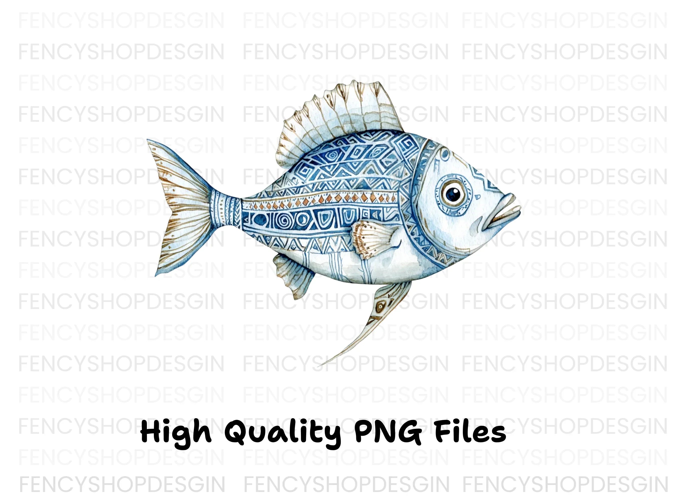 Decorative Blue Fish Clipart Bundle - Image 3