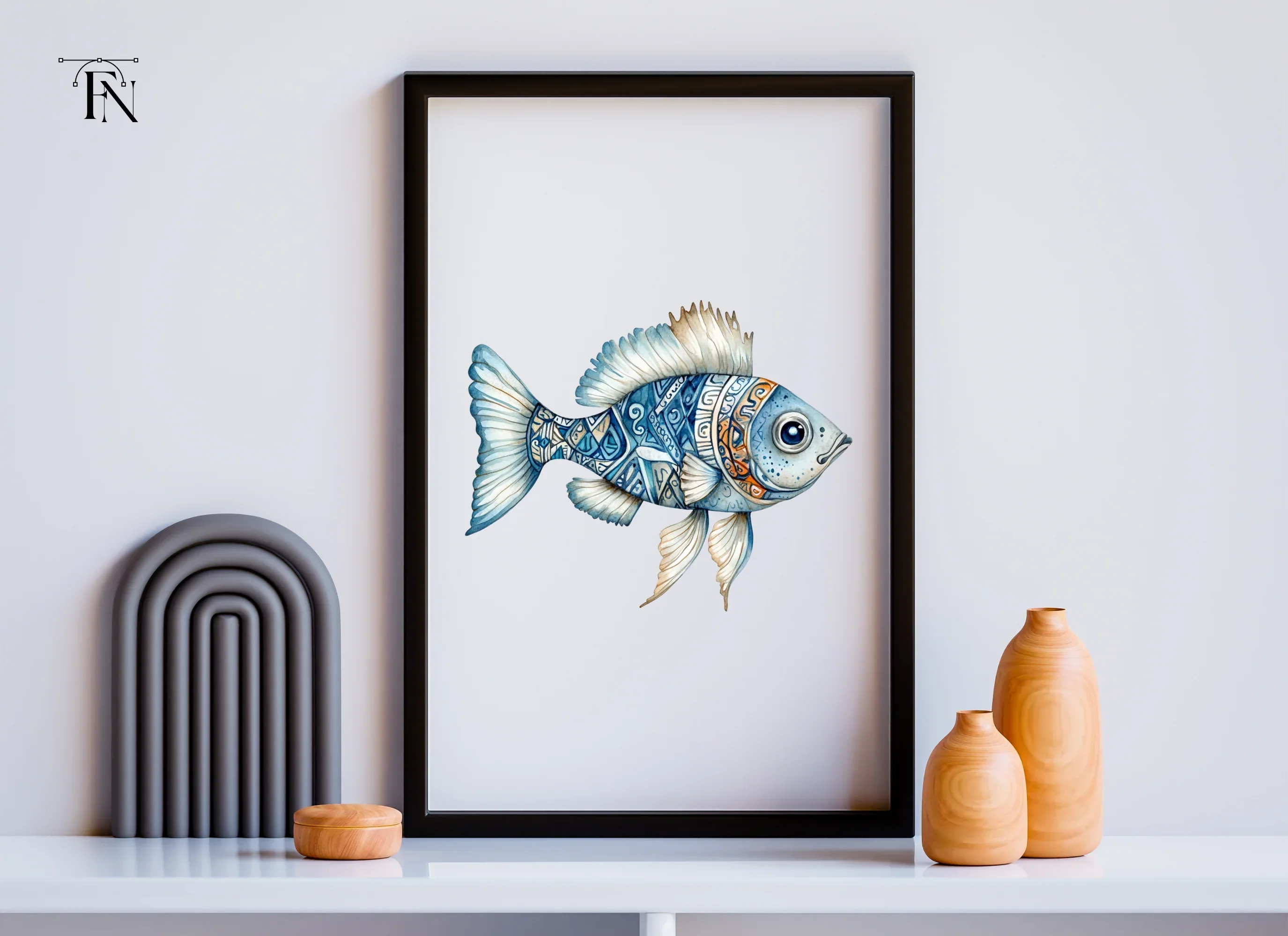 Decorative Blue Fish Clipart Bundle - Image 6