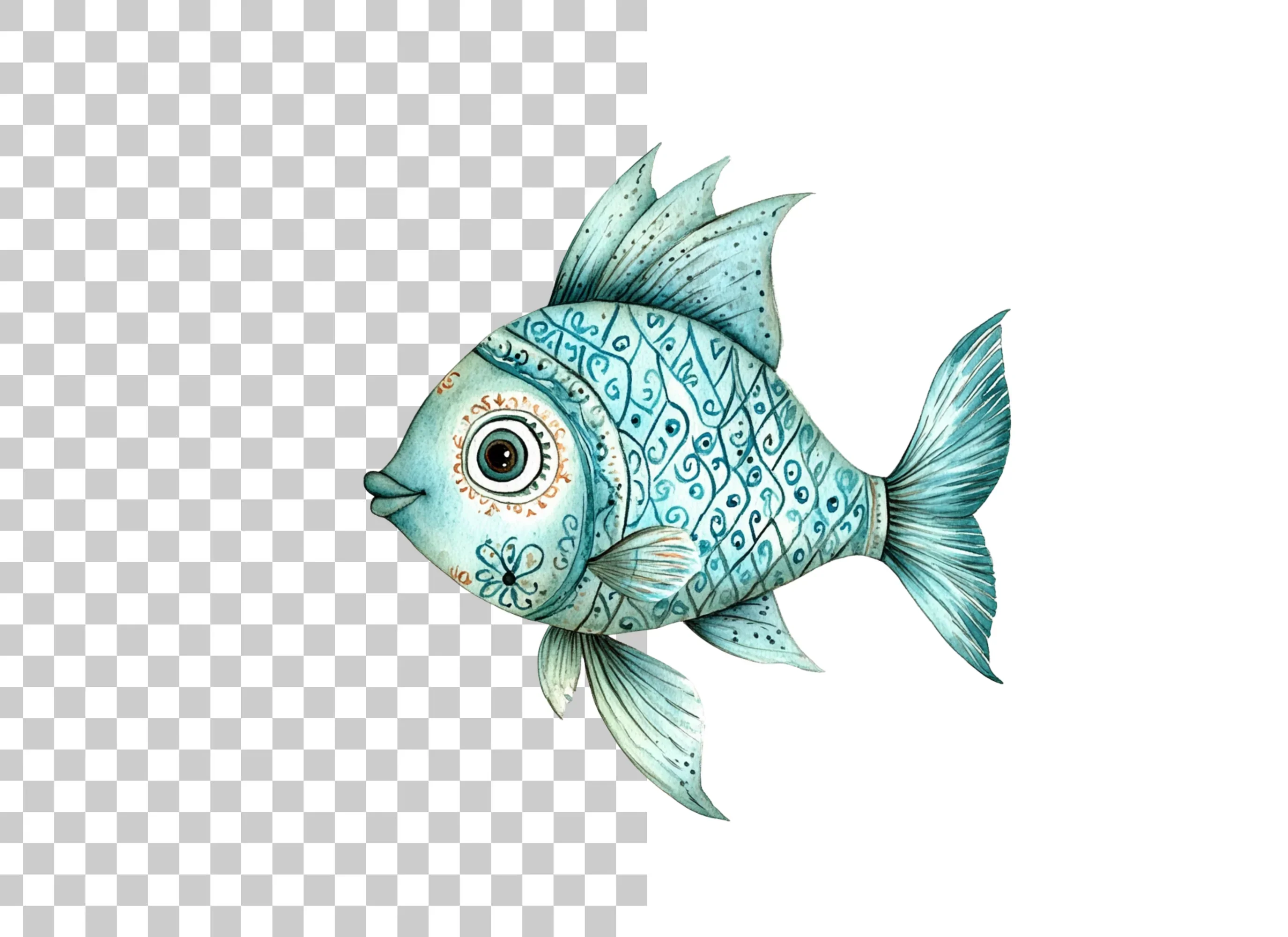 Decorative Blue Fish Clipart Bundle - Image 2