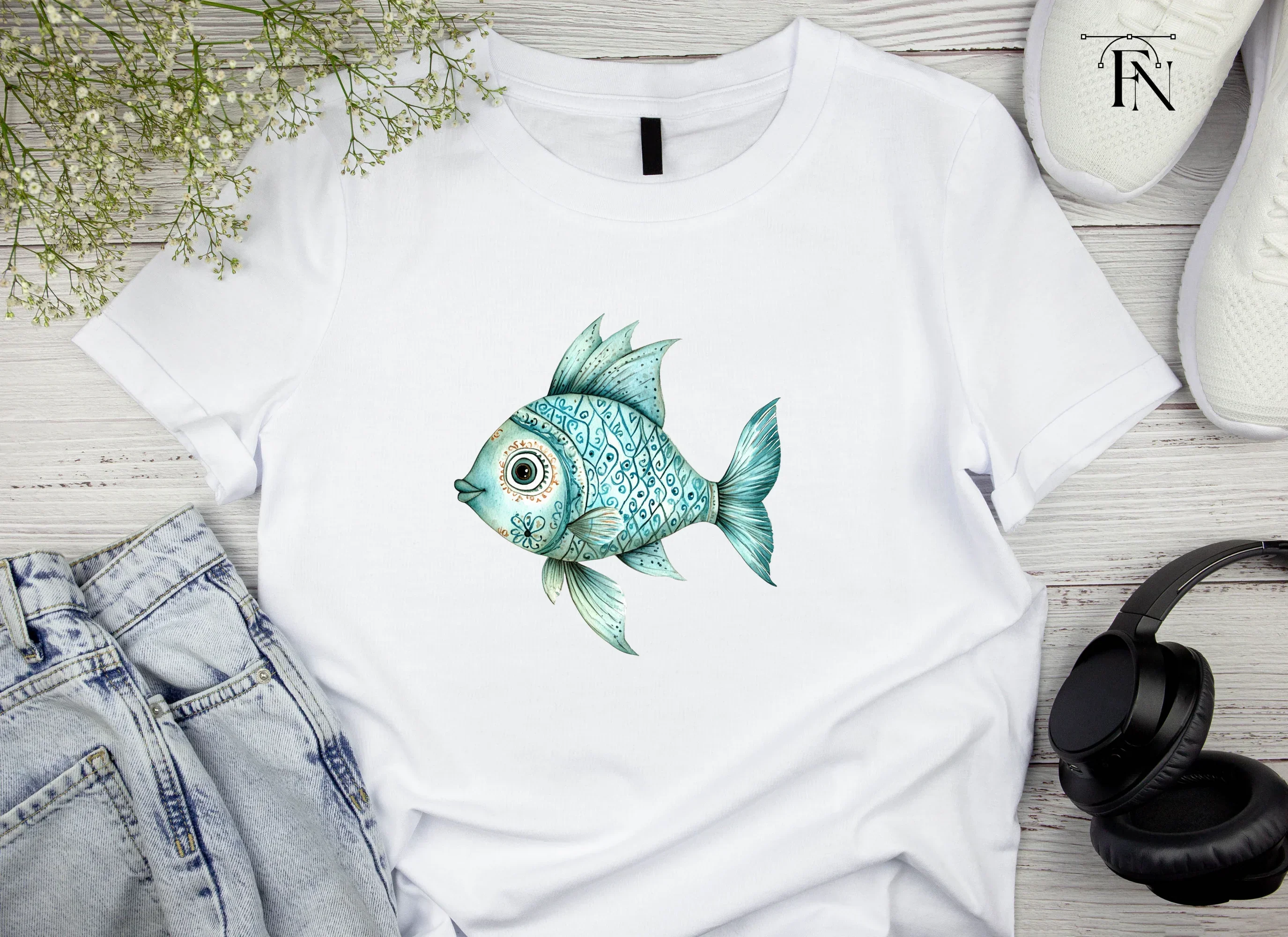 Decorative Blue Fish Clipart Bundle - Image 4