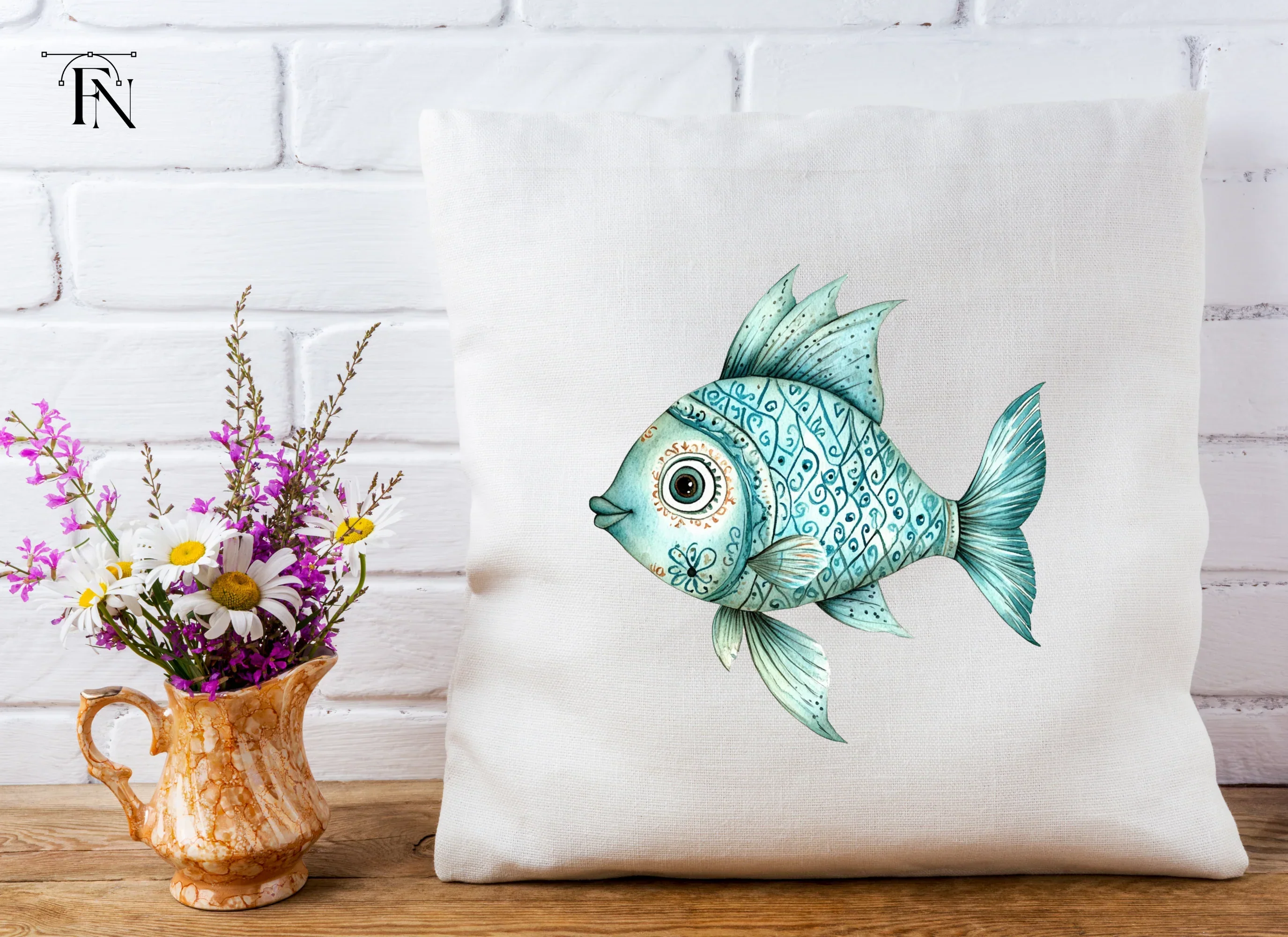 Decorative Blue Fish Clipart Bundle - Image 5