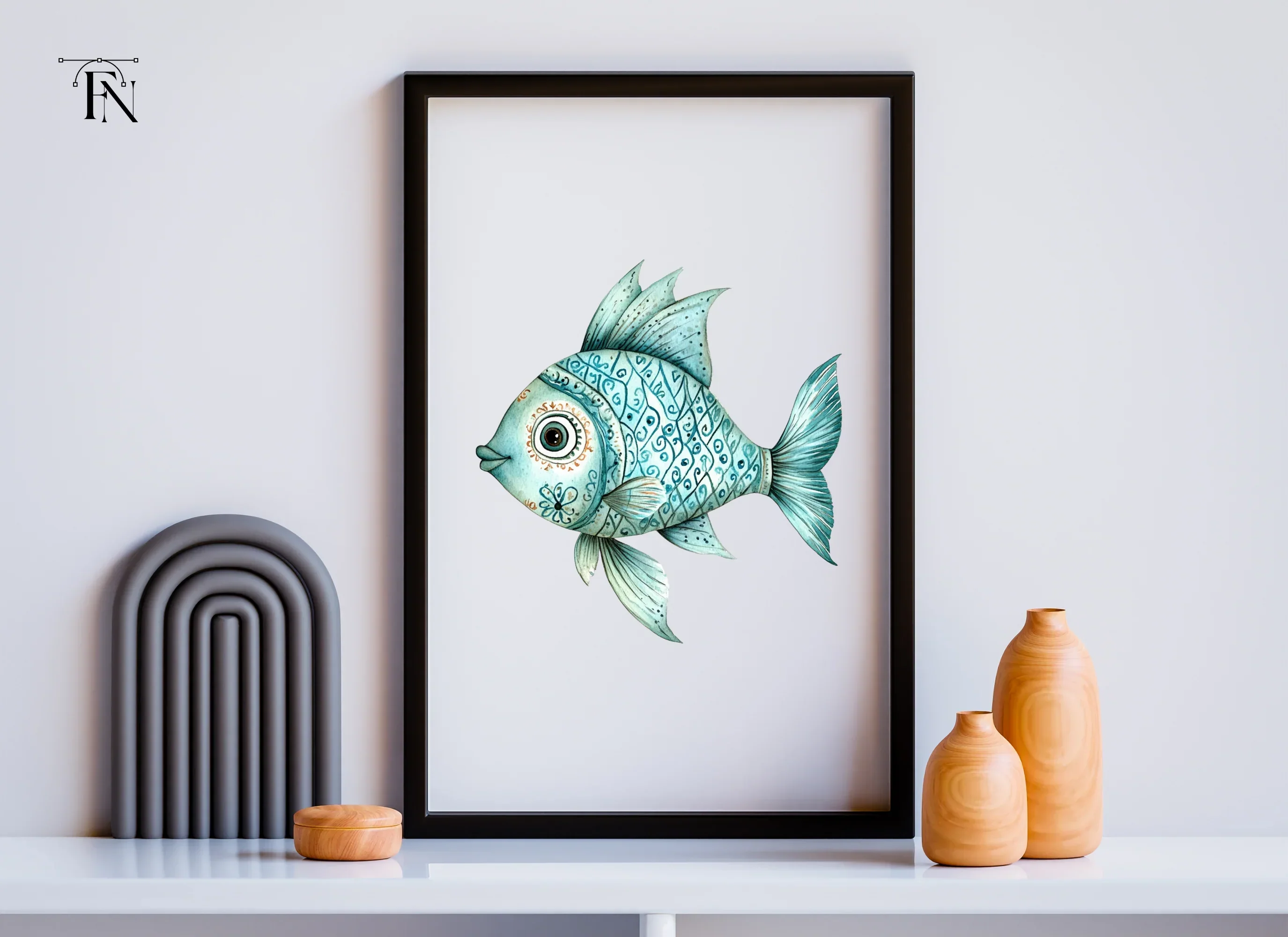 Decorative Blue Fish Clipart Bundle - Image 6