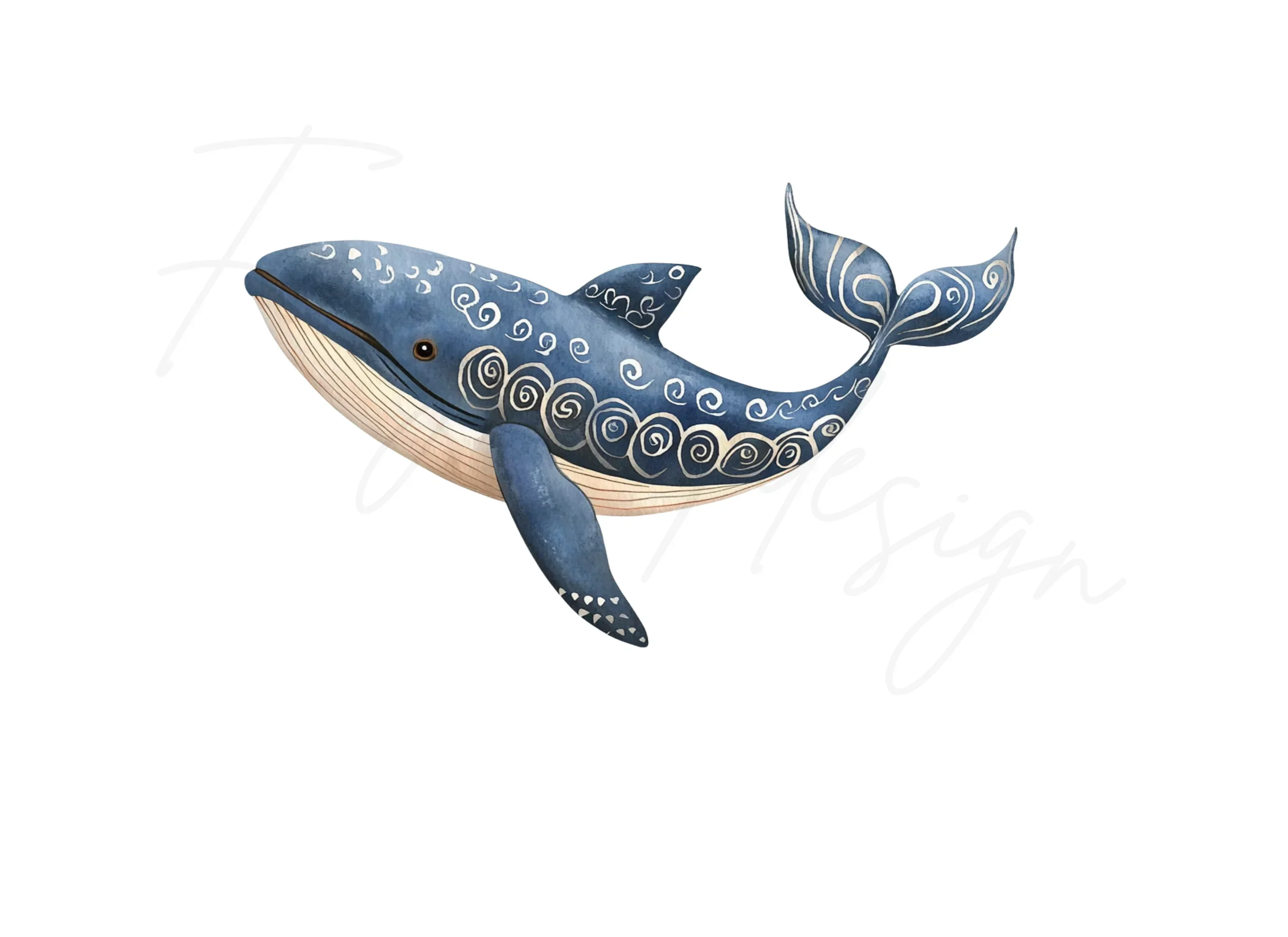 Decorative Blue Whale Clipart Bundle - Image 3