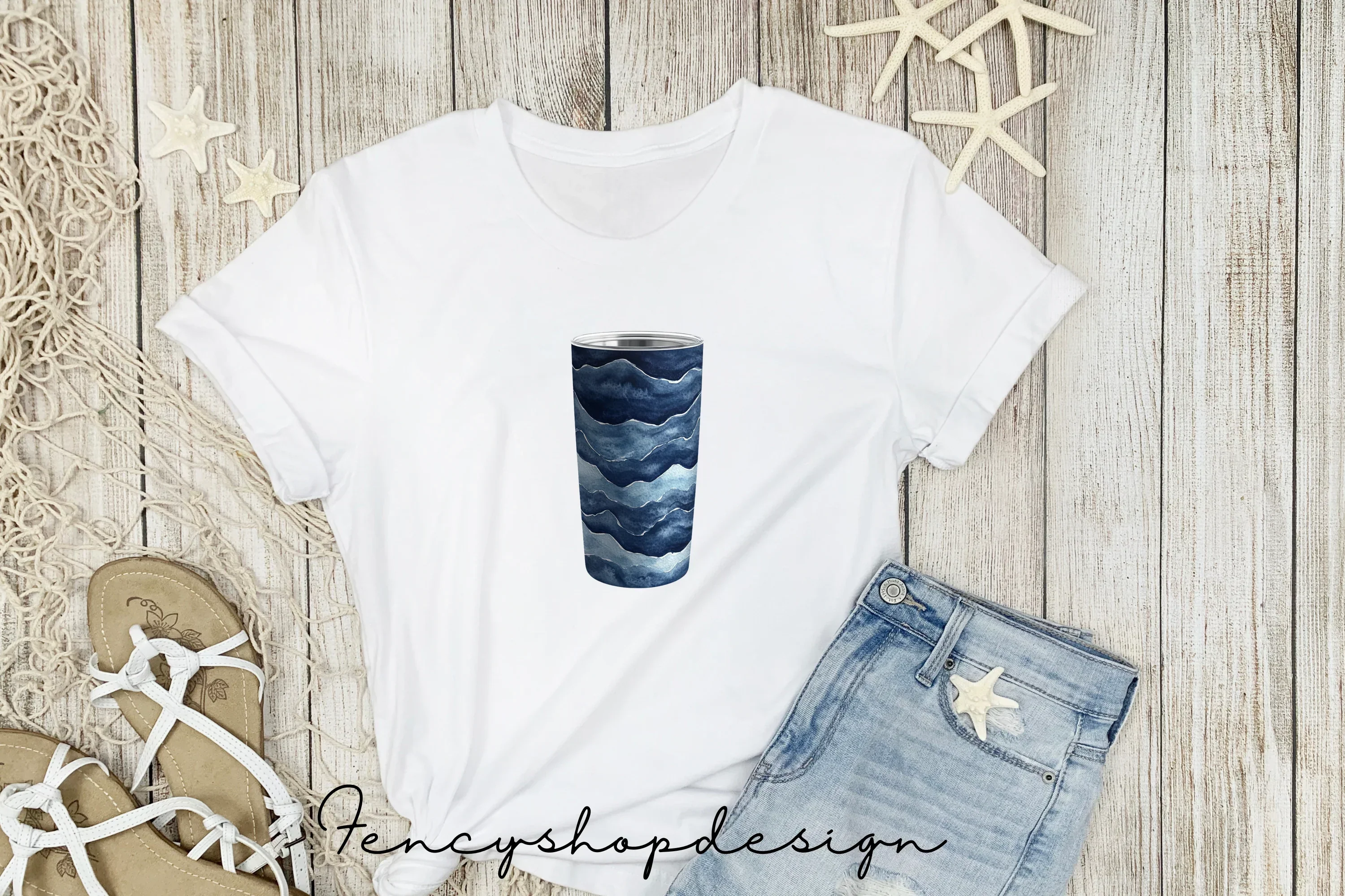 Deep Blue Ocean Wave Tumbler Designs Clipart Bundle - Image 5