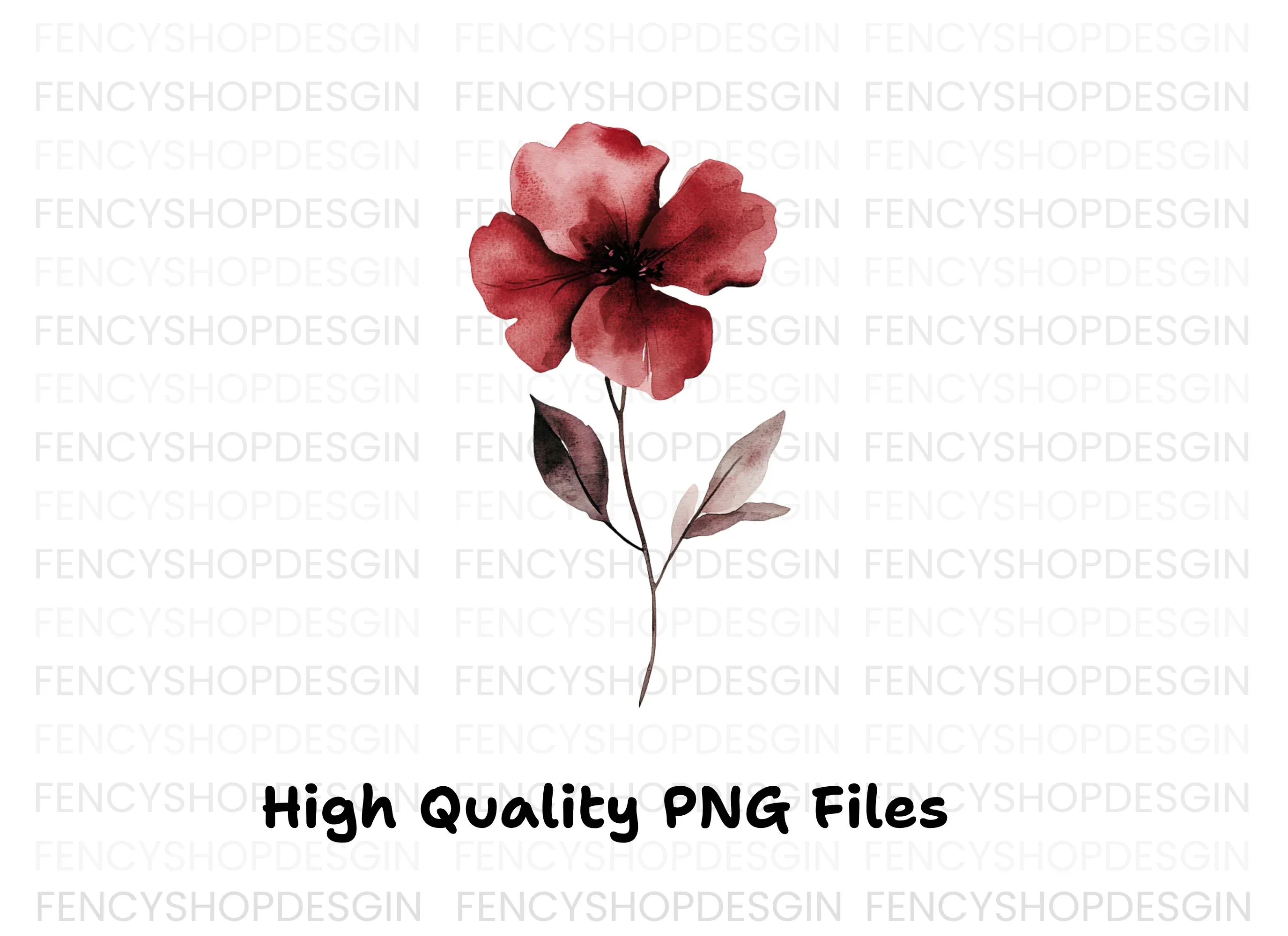 Deep Red Botanical Clipart Bundle - Image 3