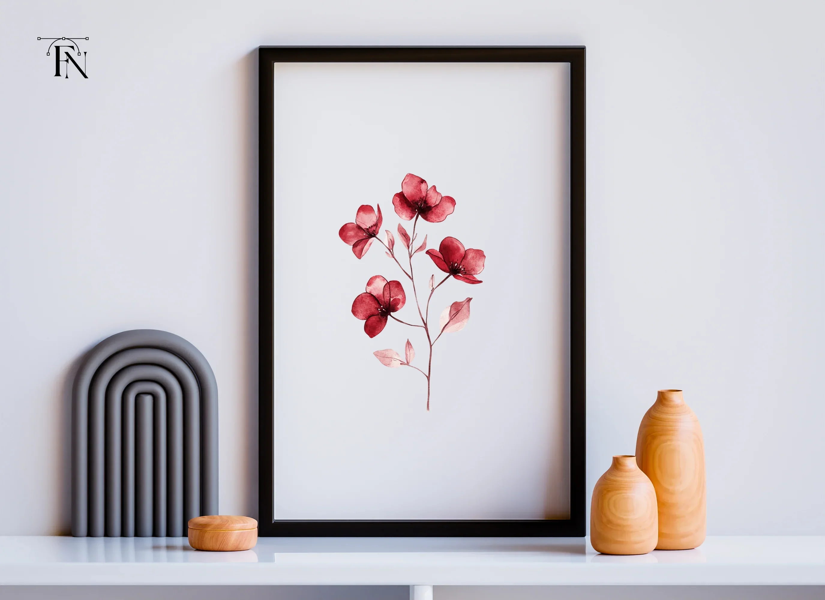Deep Red Botanical Clipart Bundle - Image 6