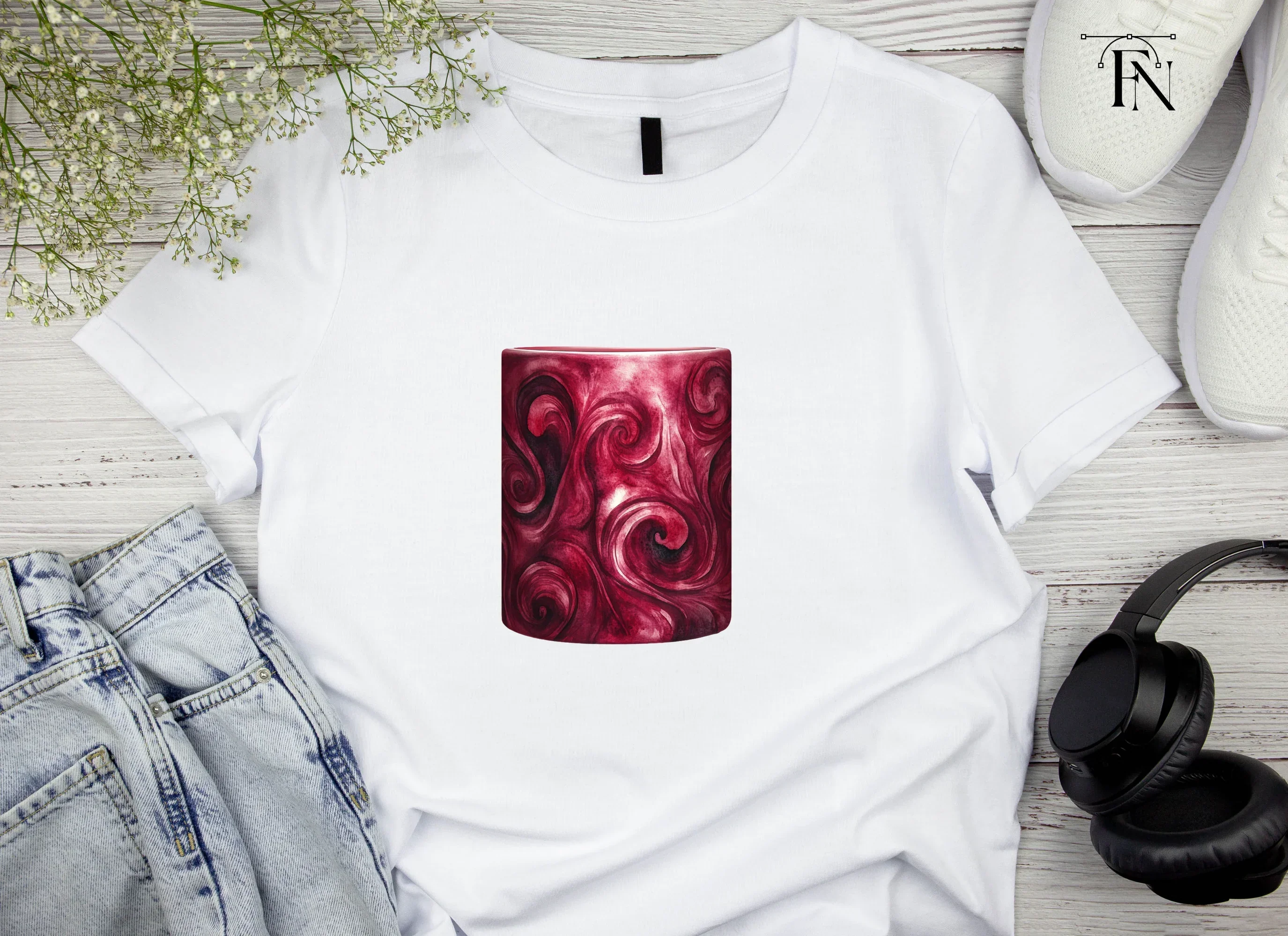Deep Red Swirls Clipart Bundle - Image 4