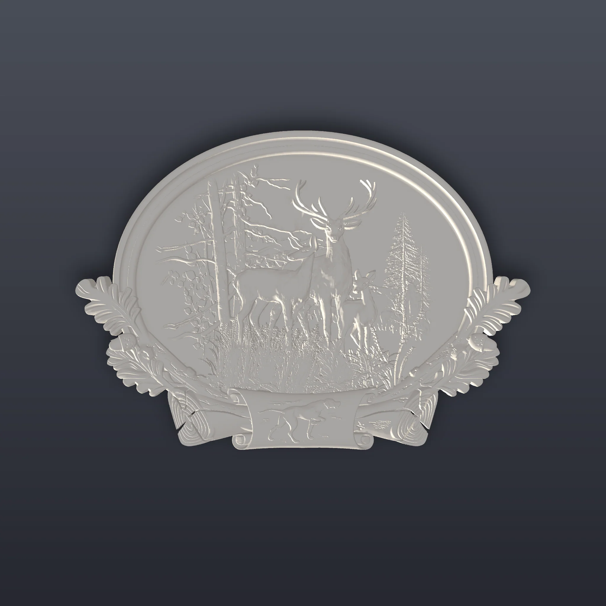 Deer Forest Relief Plaque 3D Print STL File