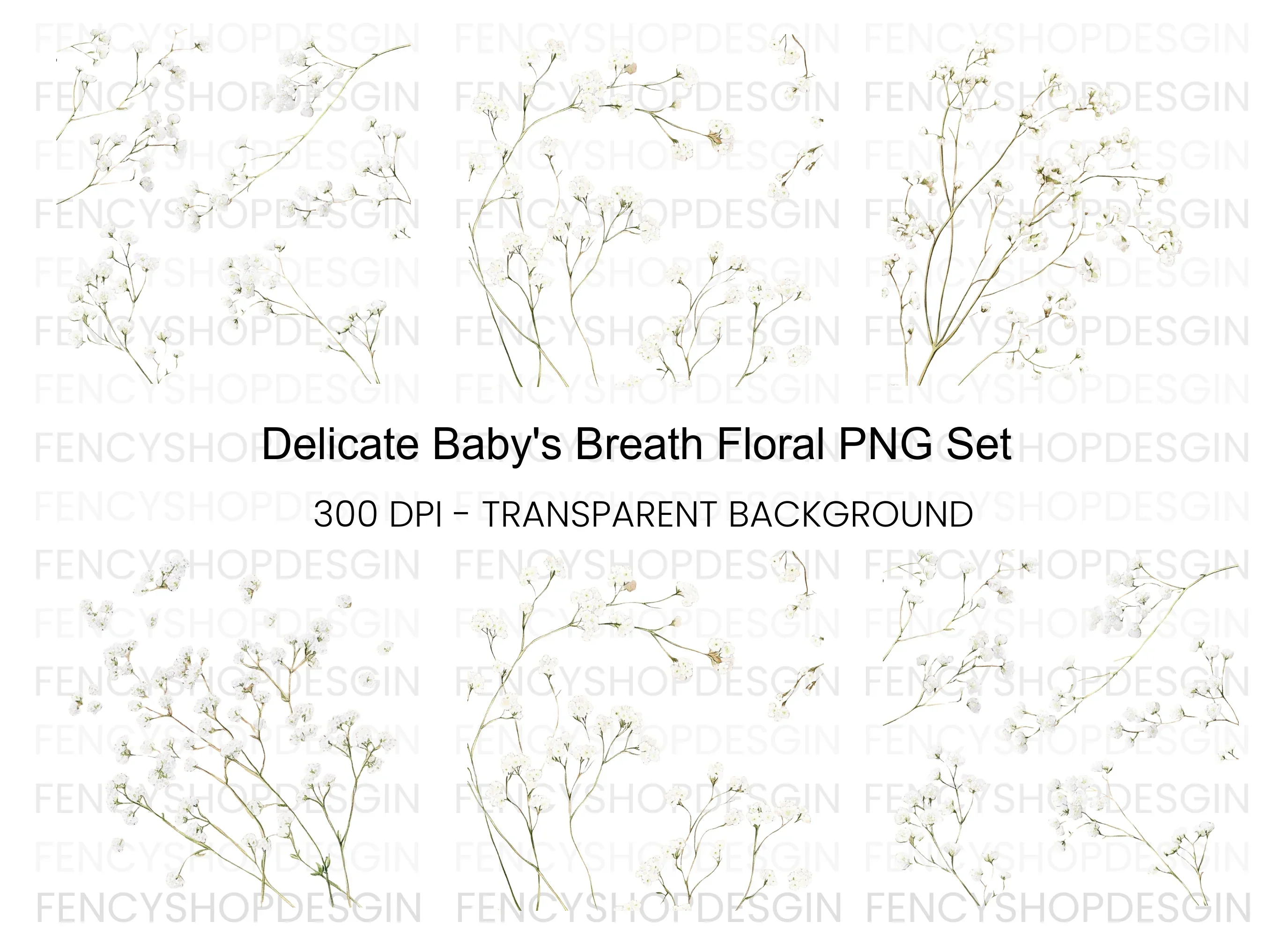 Delicate Baby Breath Clipart Bundle