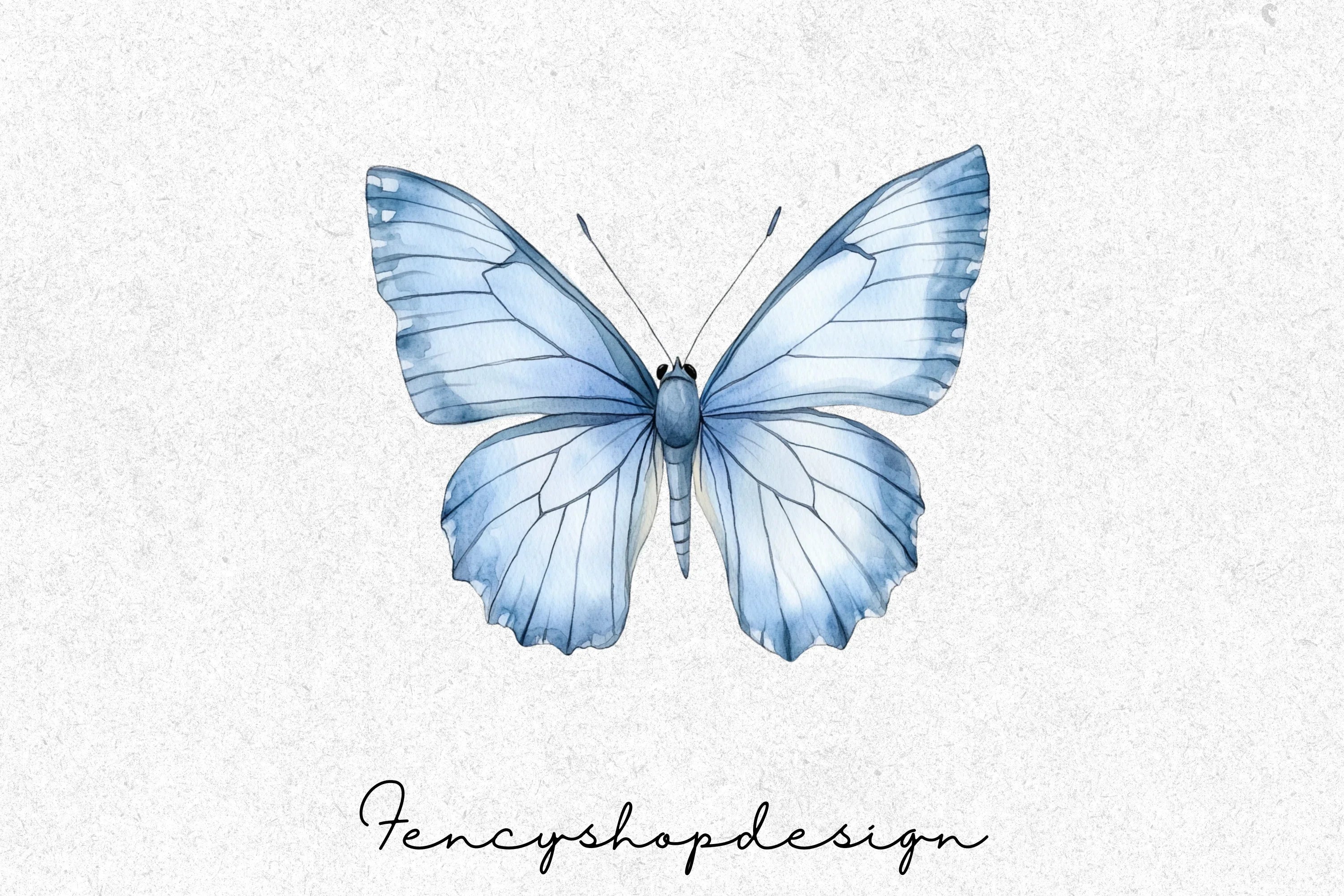 Delicate Blue Butterfly Clipart Bundle - Image 6