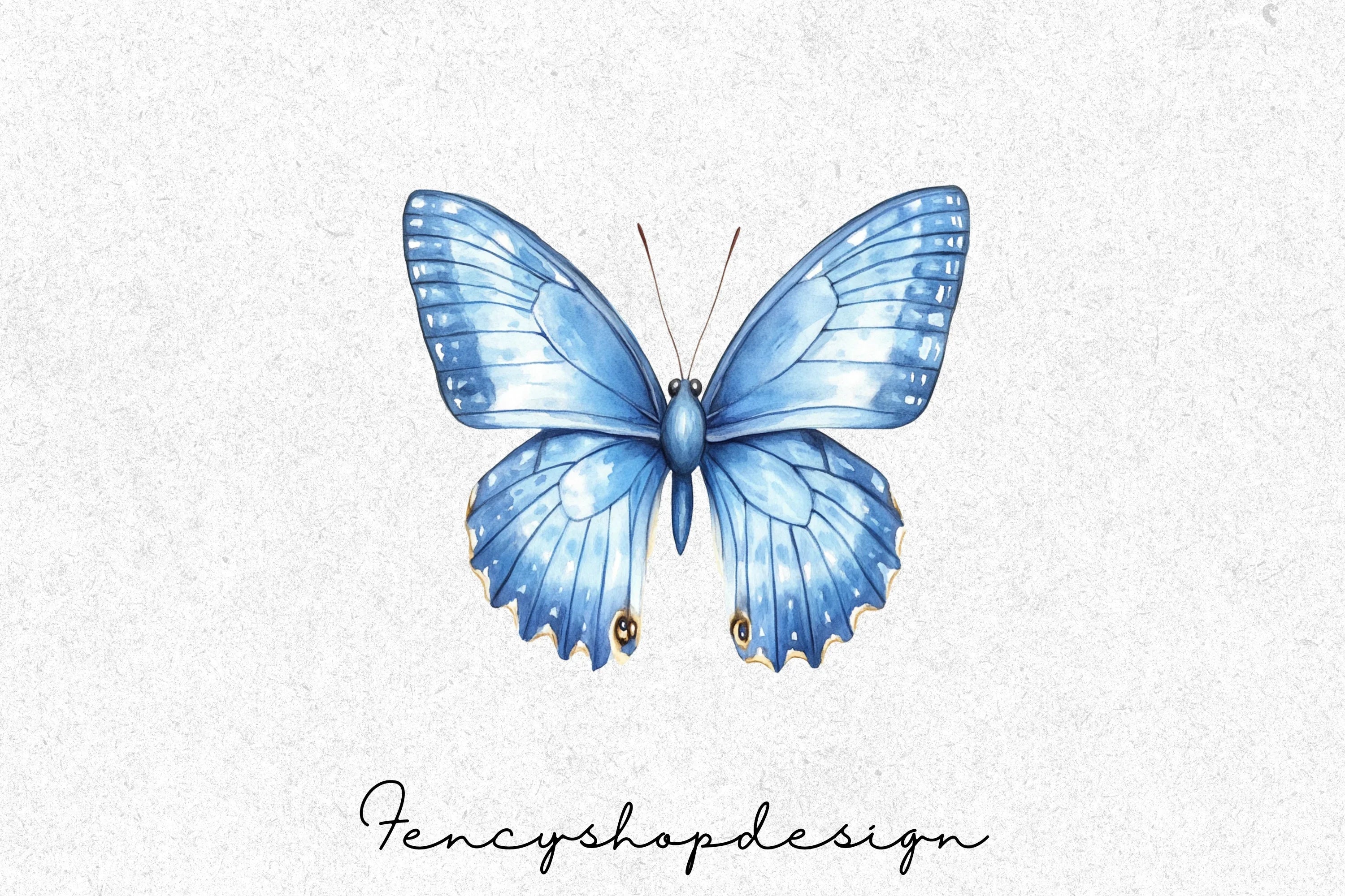 Delicate Blue Butterfly Clipart Bundle - Image 7