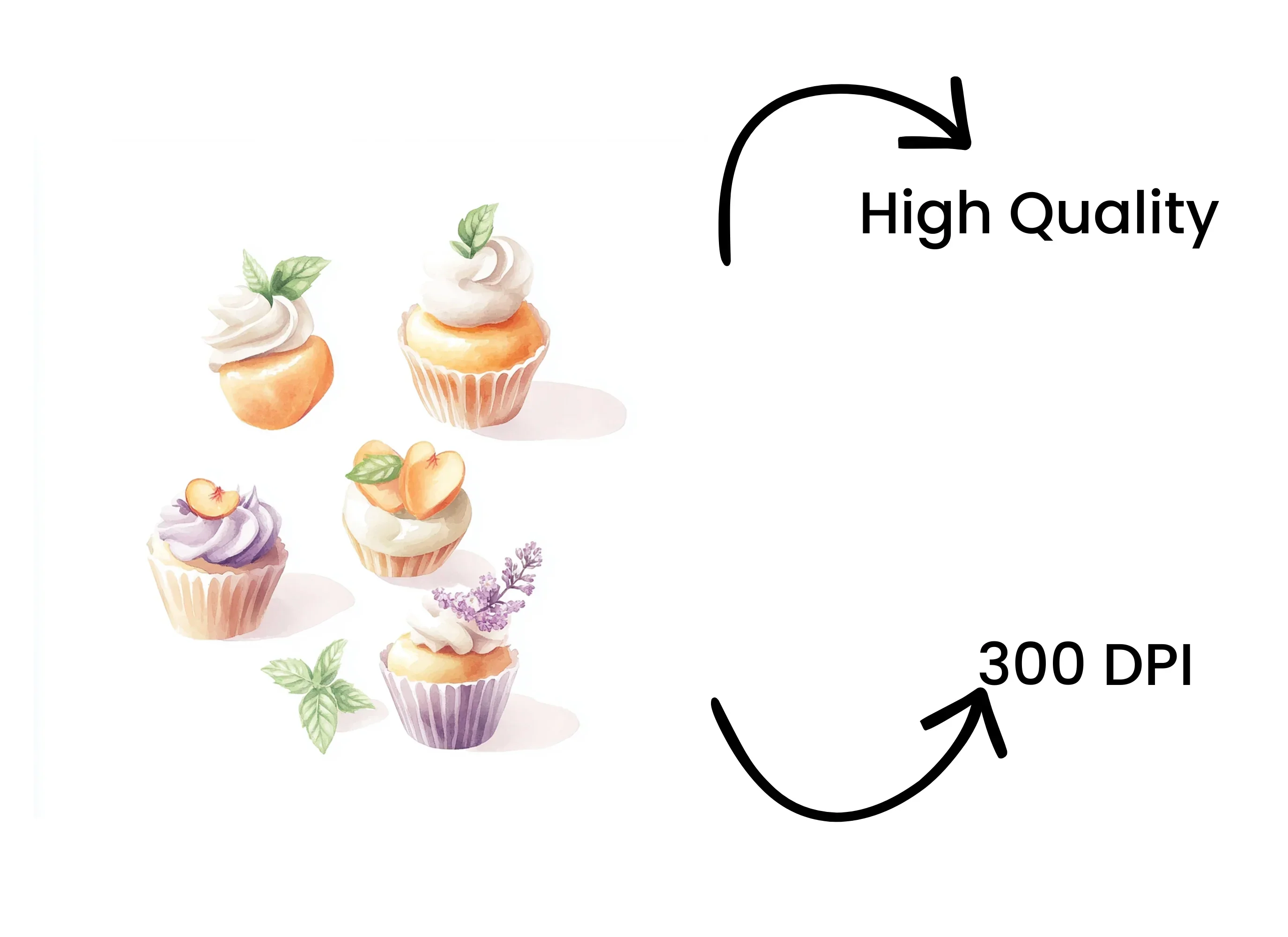 Delicate Cupcake Clipart Bundle - Image 4