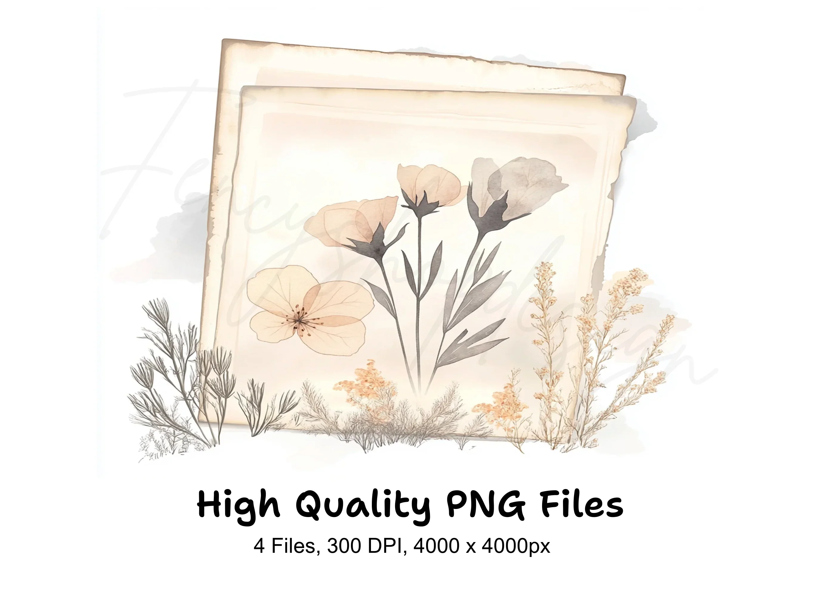 Delicate Flowers Frames Clipart Bundle