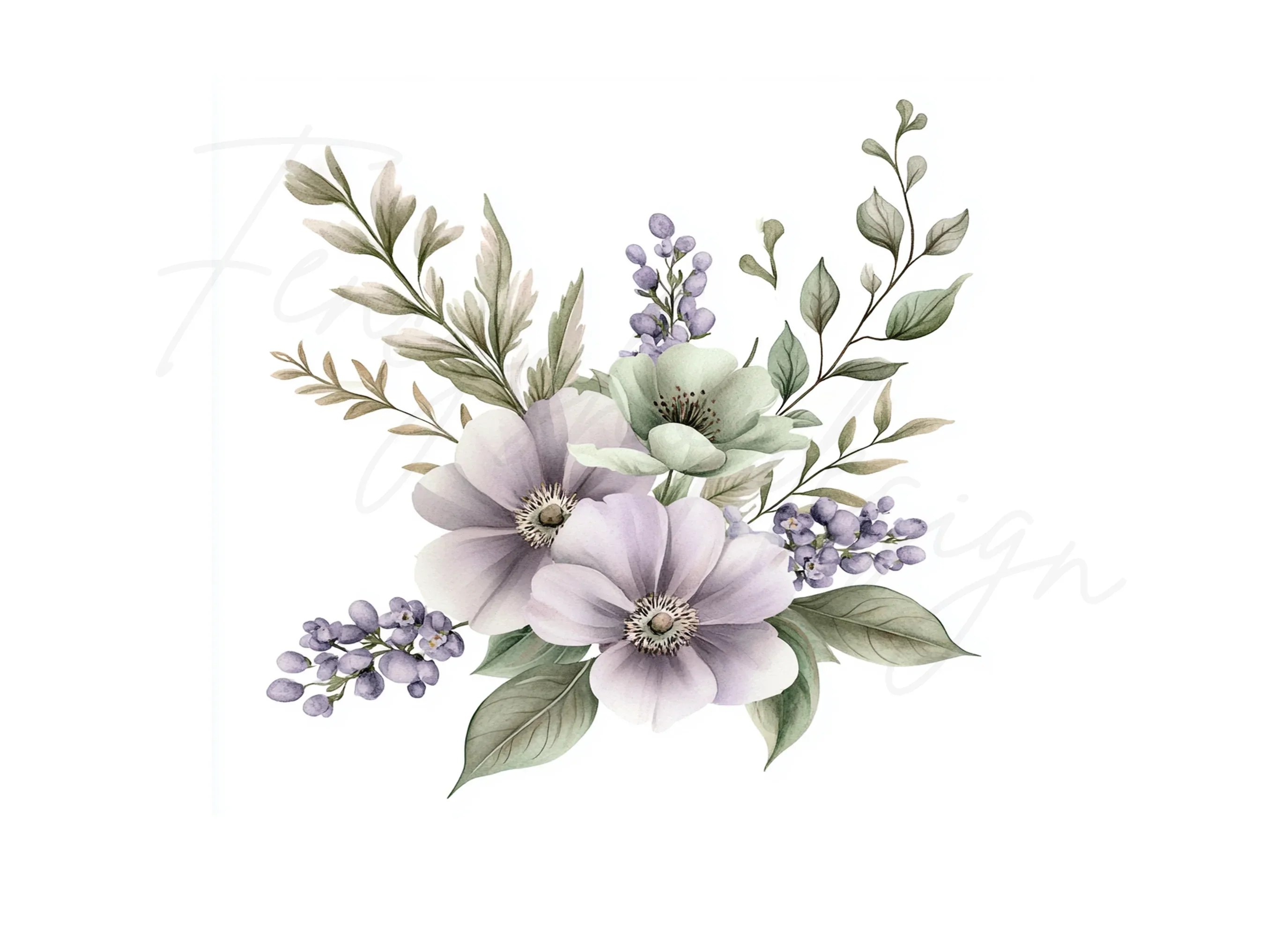 Delicate Purple Floral Clipart Bundle - Image 3