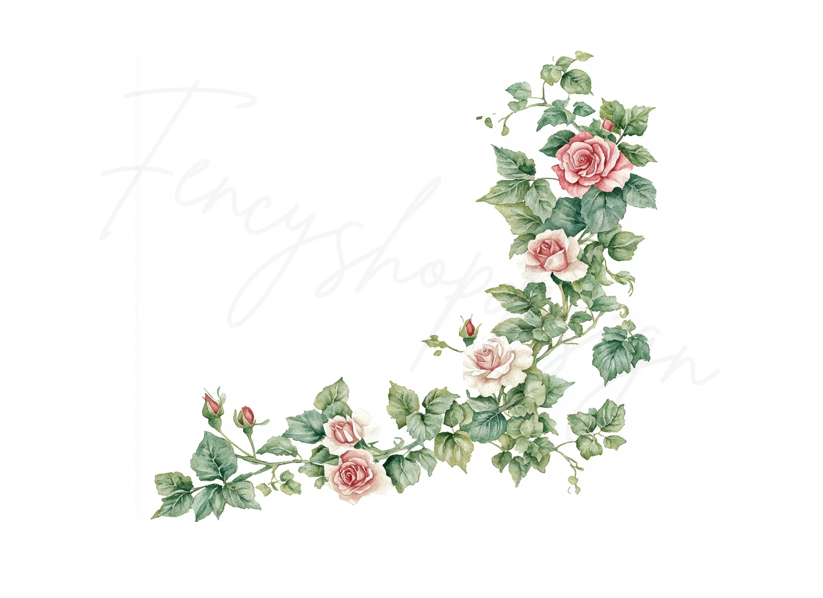 Delicate Rose Vine Corner Clipart Bundle - Image 2