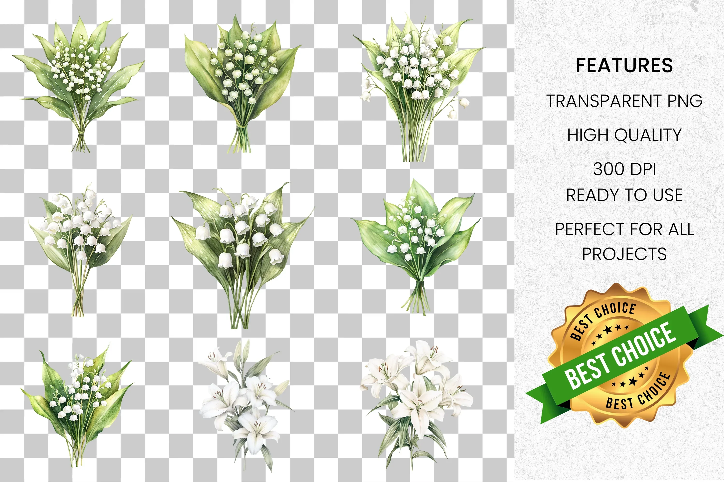 Delicate White Flowers Clipart Bundle - Image 3