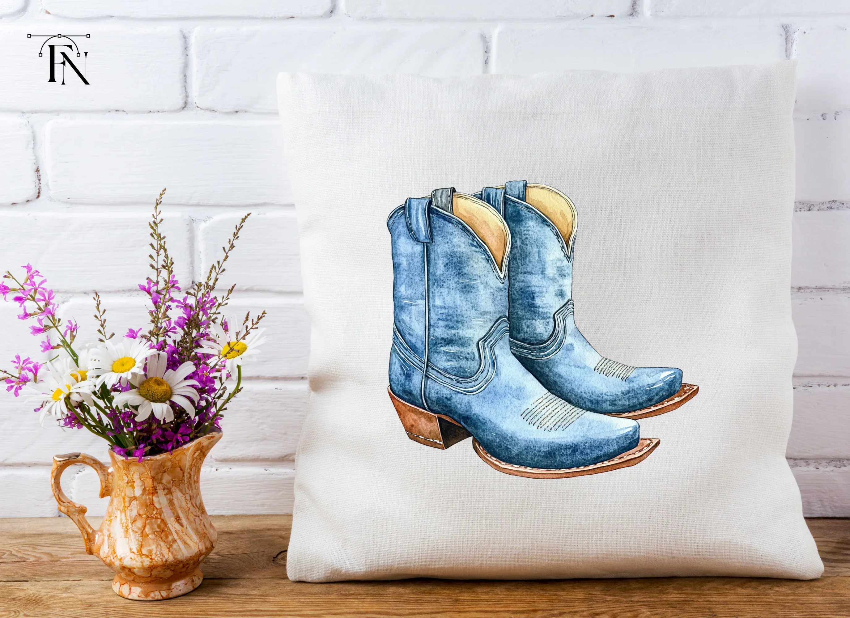 Denim Blue Cowboy Boots Clipart Bundle - Image 5