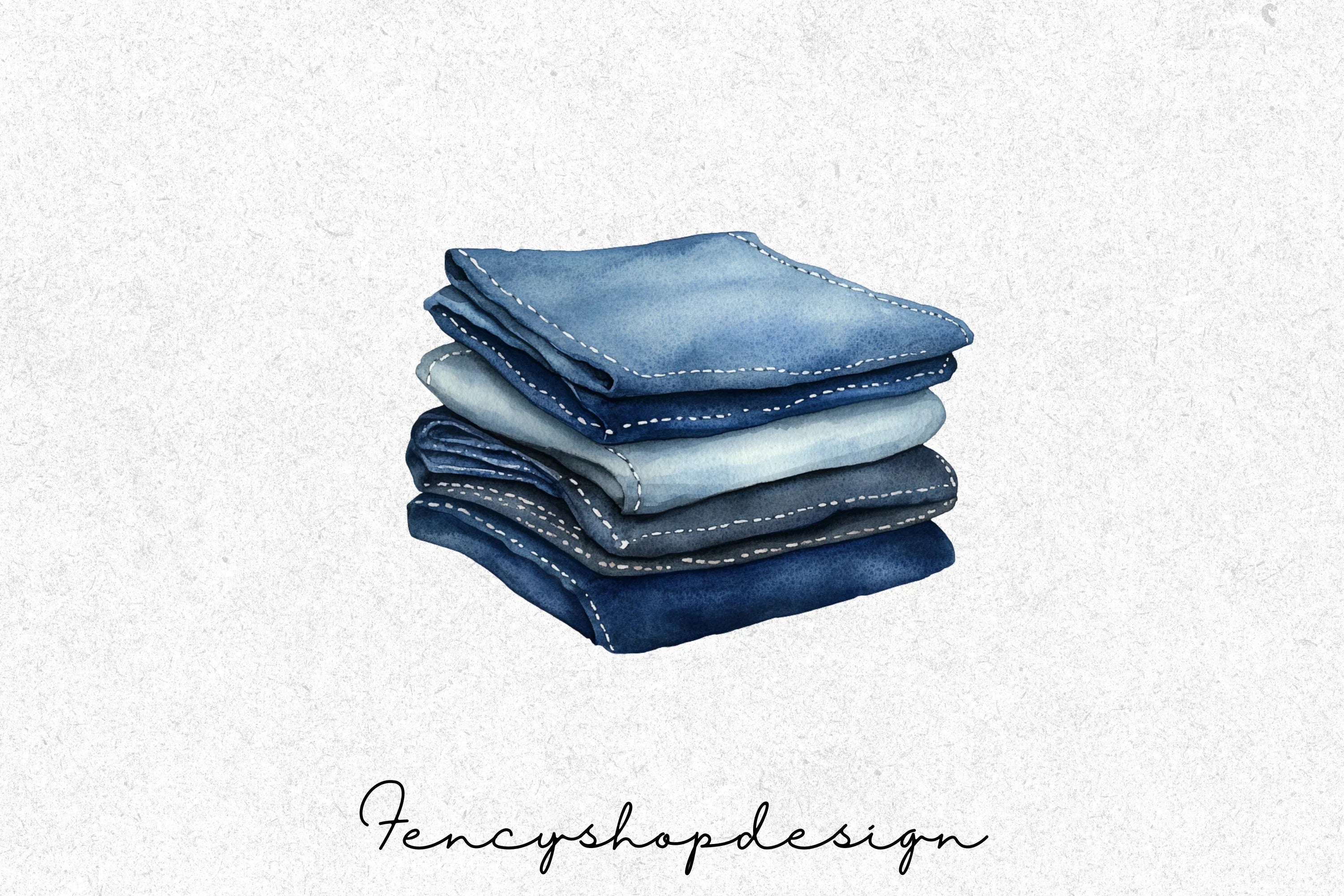 Denim Fabric Textures Clipart Bundle - Image 3
