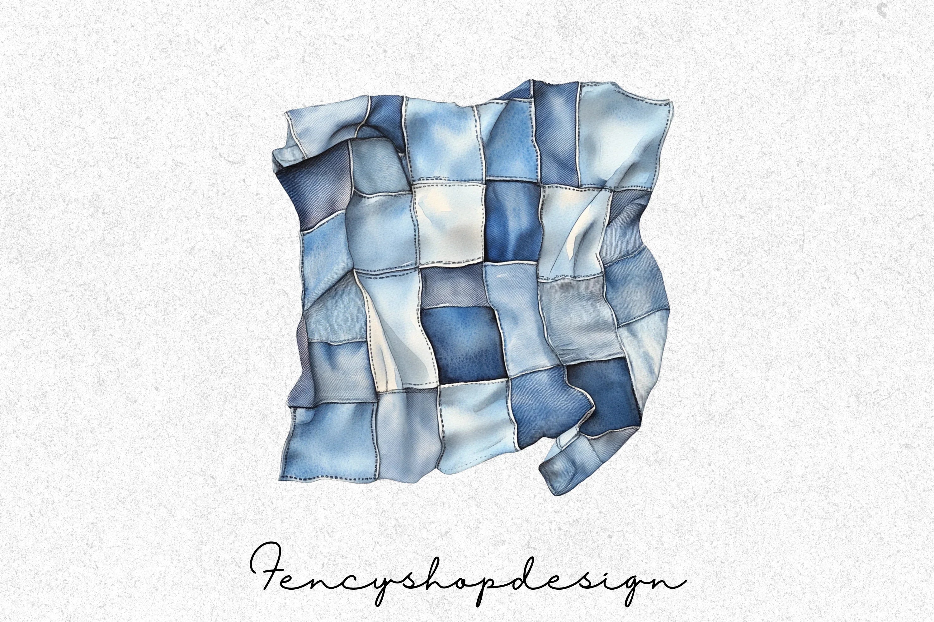 Denim Fabric Textures Clipart Bundle - Image 4
