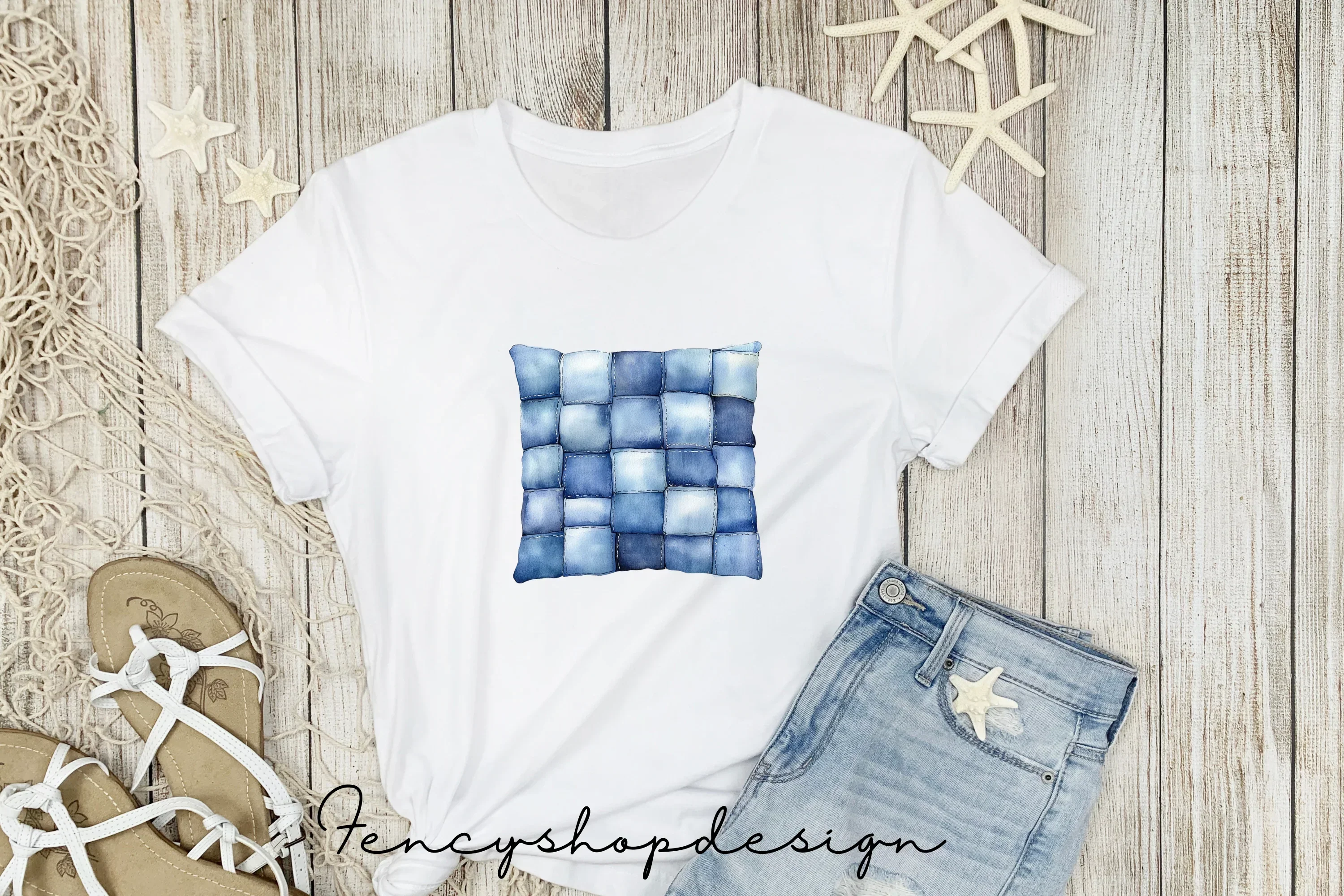 Denim Fabric Textures Clipart Bundle - Image 5