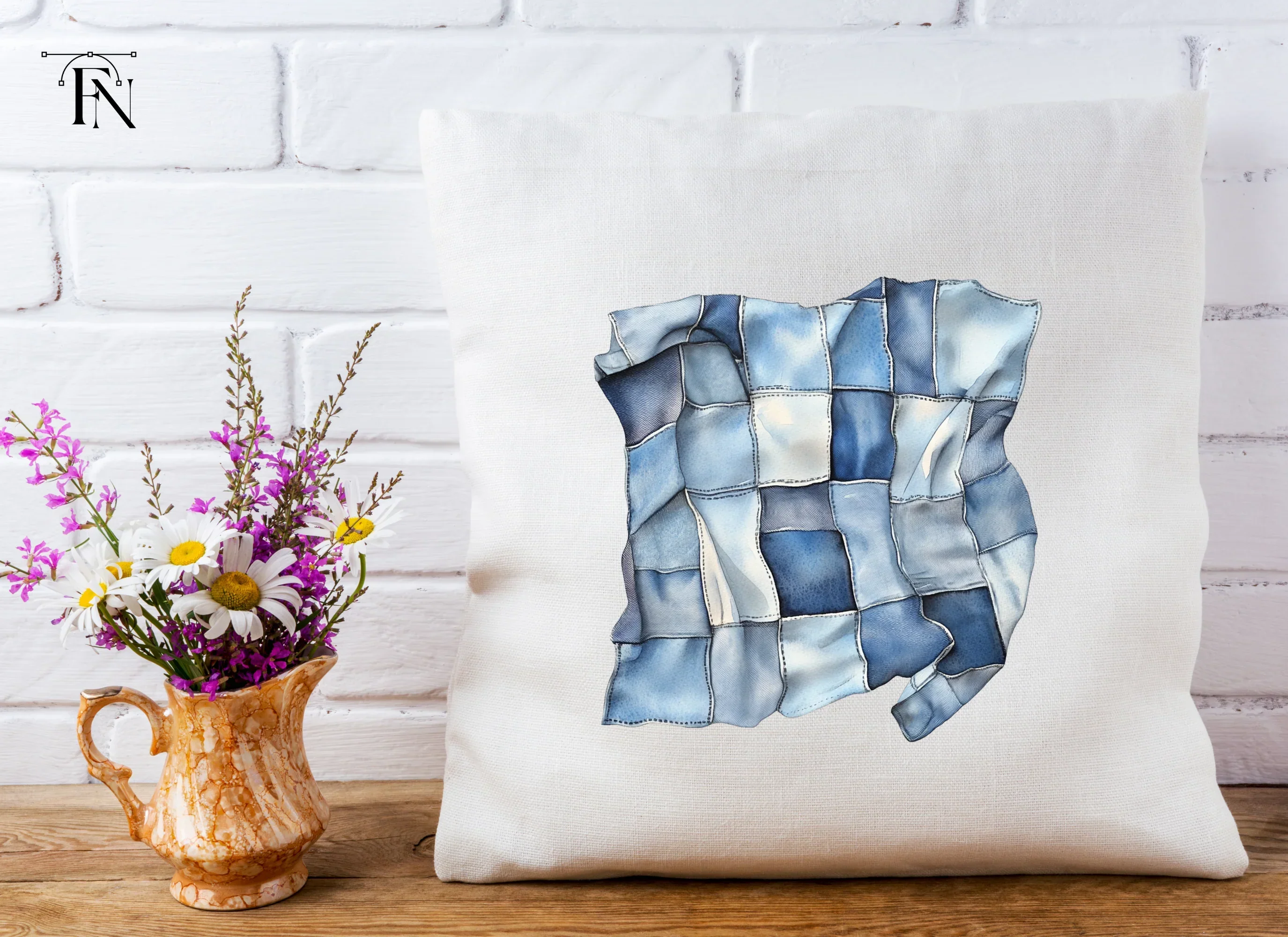 Denim Patchwork Quilt Clipart Bundle - Image 5