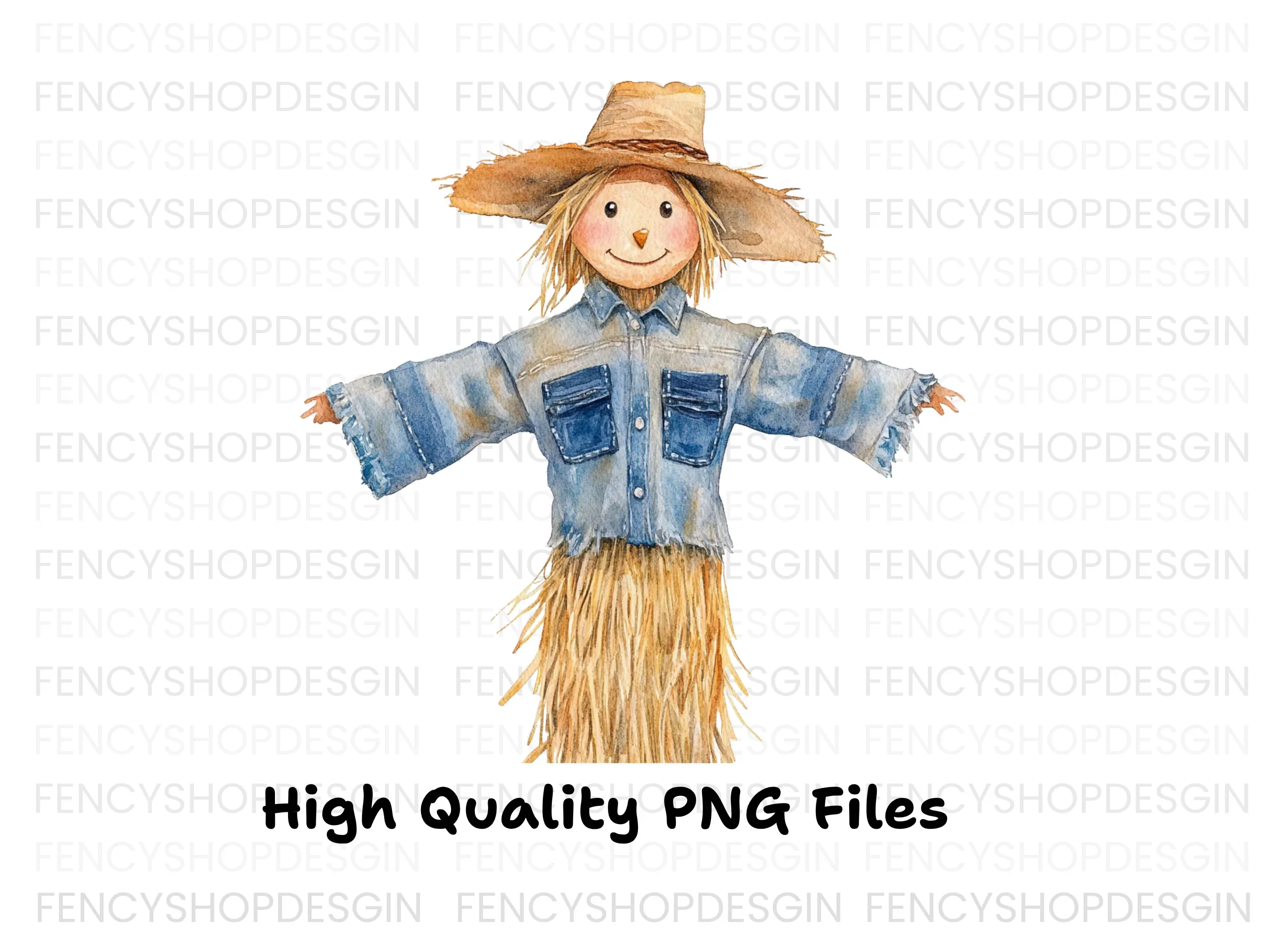 Denim Shirt Scarecrow Clipart Bundle - Image 2