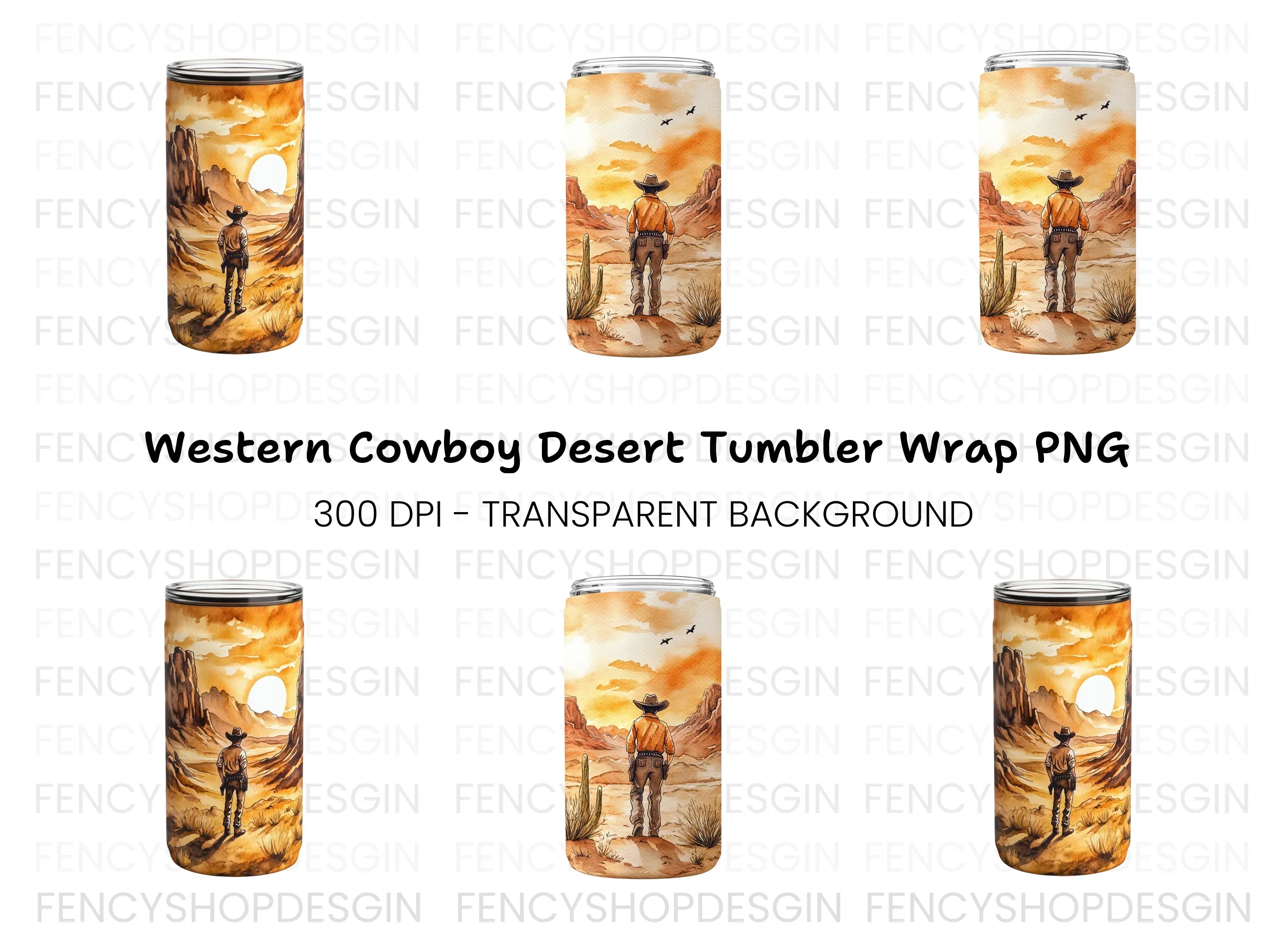 Desert Cowboy Tumbler Clipart Bundle