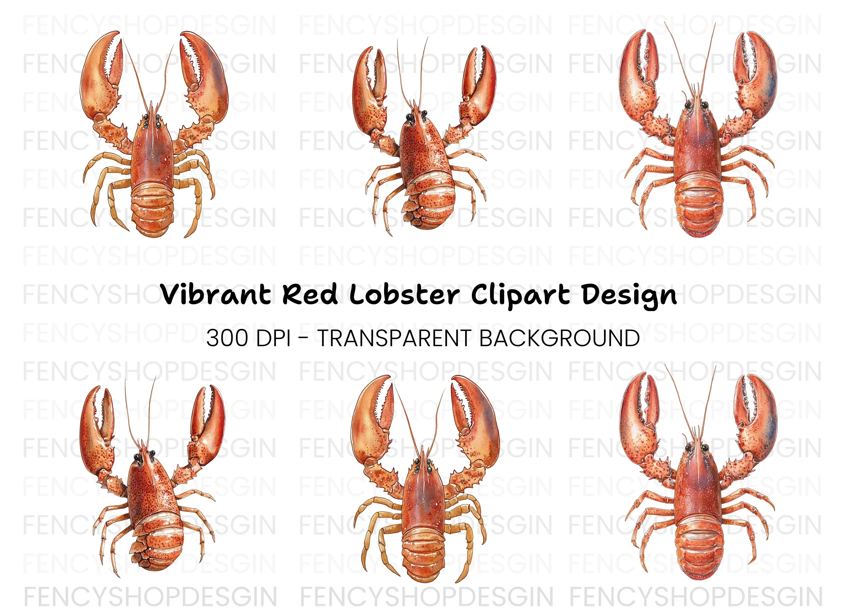 Detailed Lobster Clipart Bundle