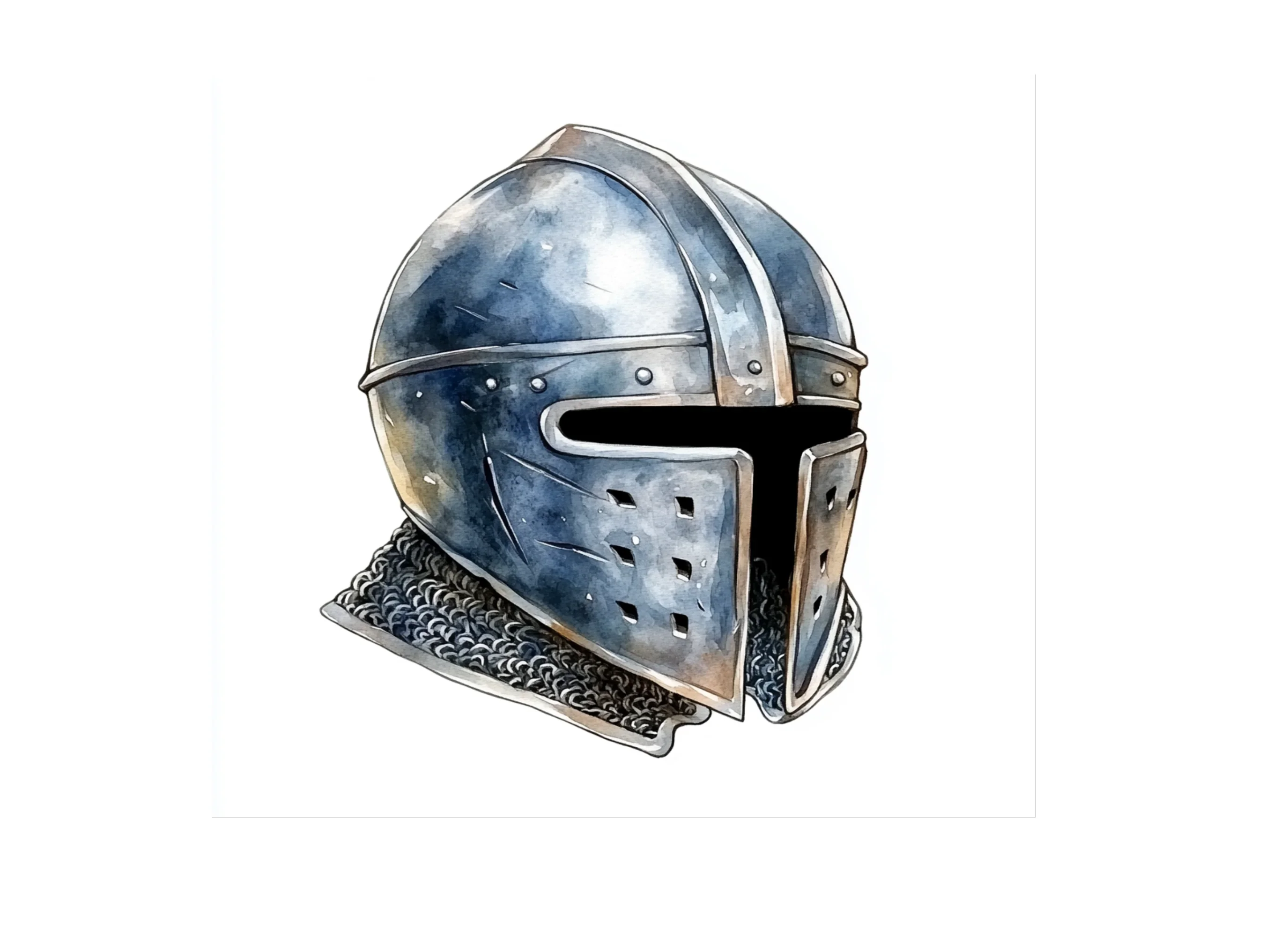 Detailed Medieval Helmets with Chainmail Clipart Bundle - Image 3