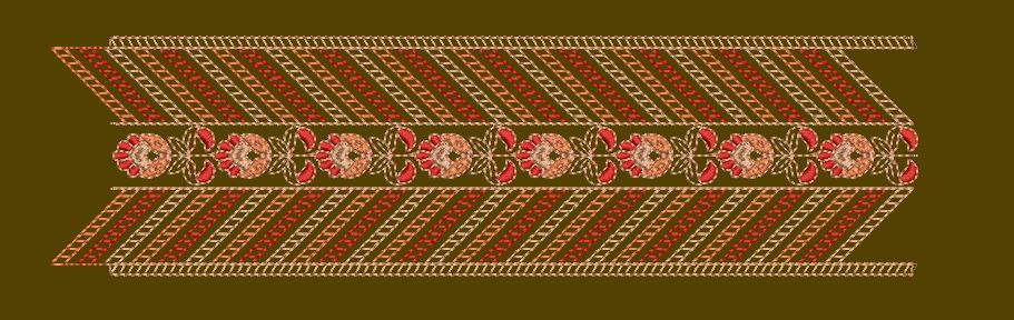 Diagonal Striped Floral Band Border Embroidery Design