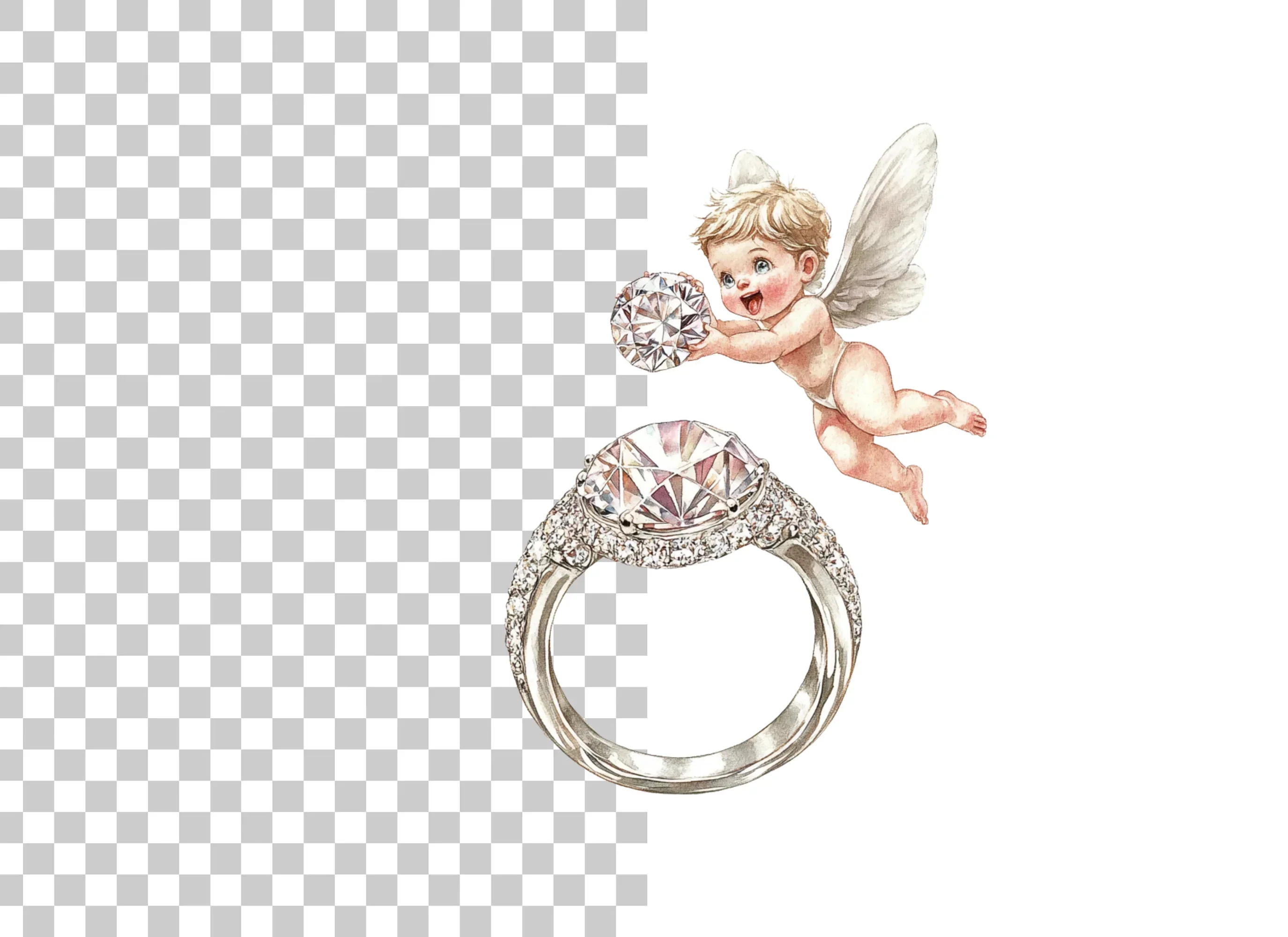 Diamond Ring and Cupid Clipart Bundle - Image 2