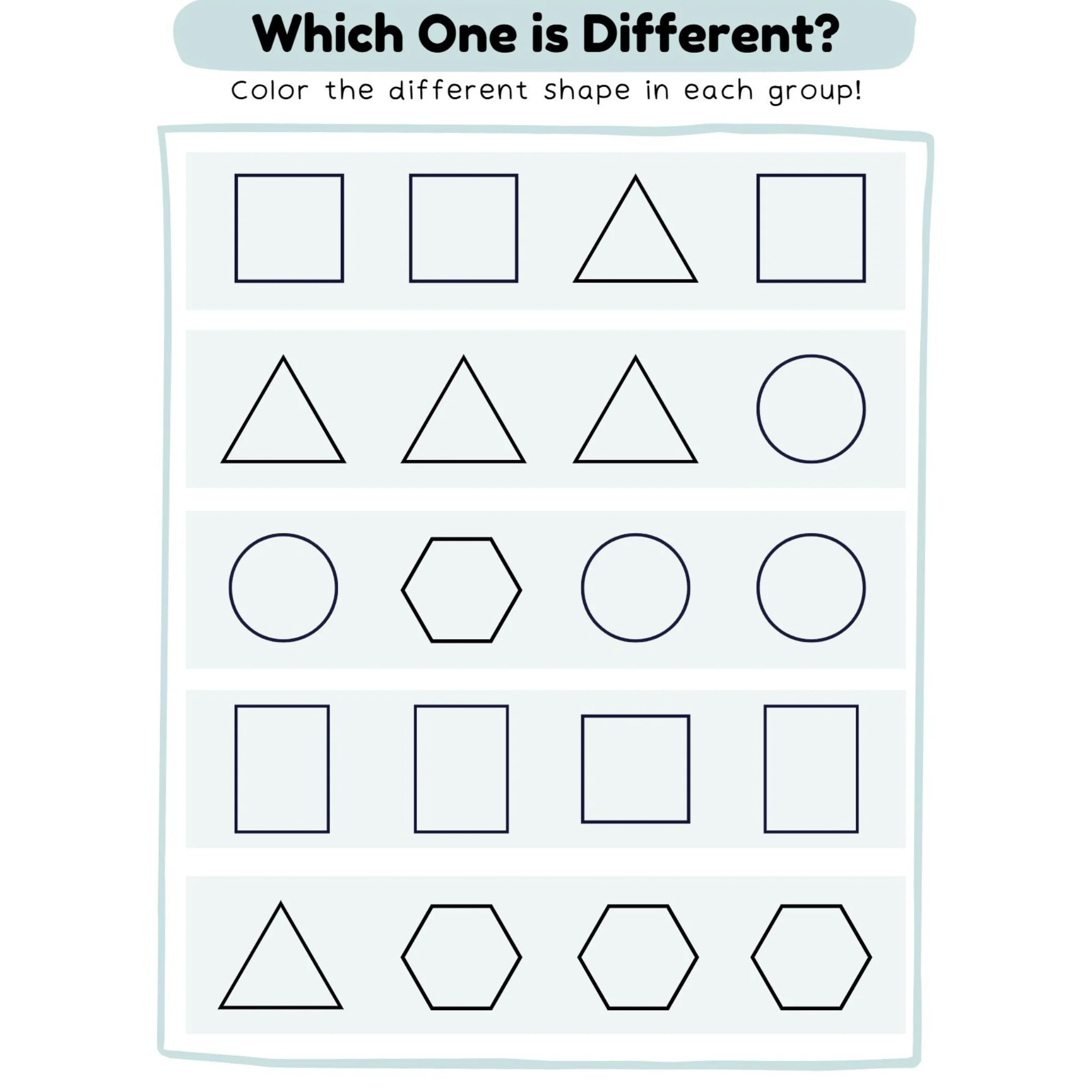 Different Shape Coloring Worksheets
