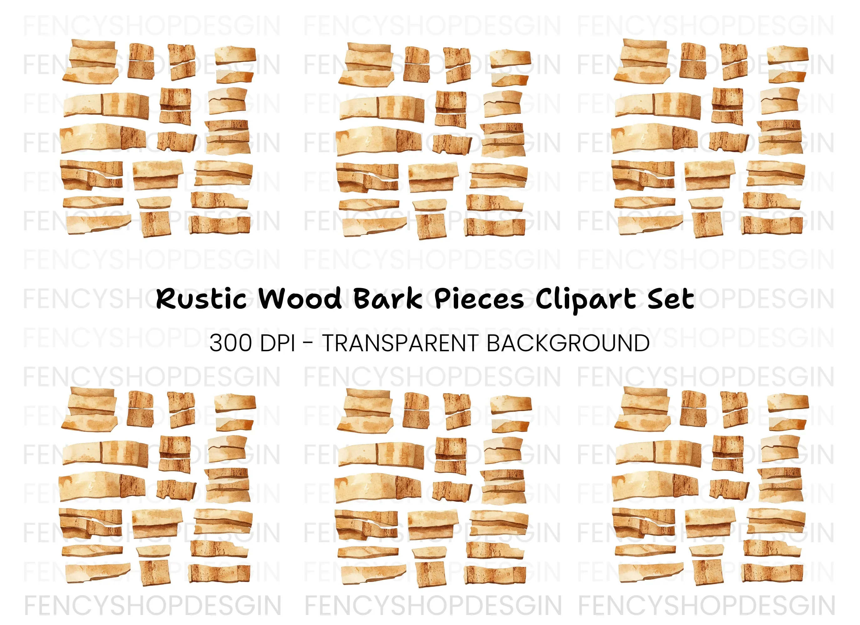 Distressed Wood Strips Clipart Bundle