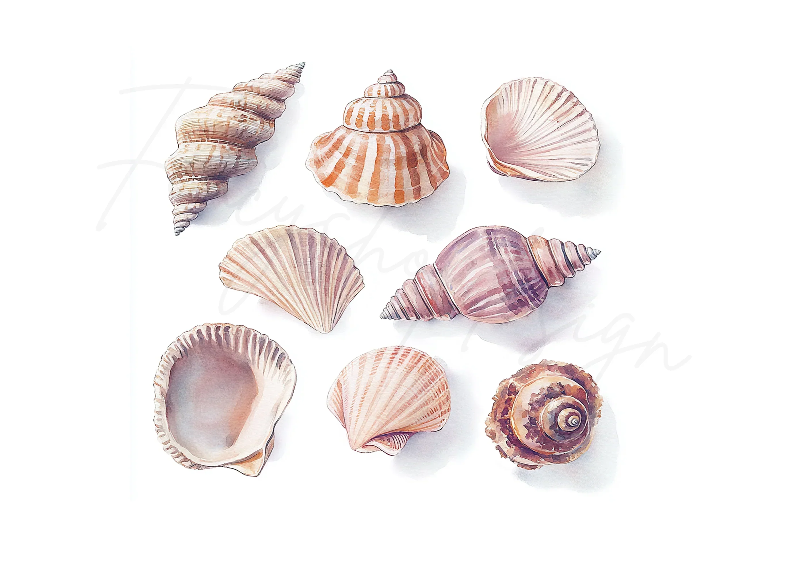 Diverse Seashell Clipart Bundle - Image 2