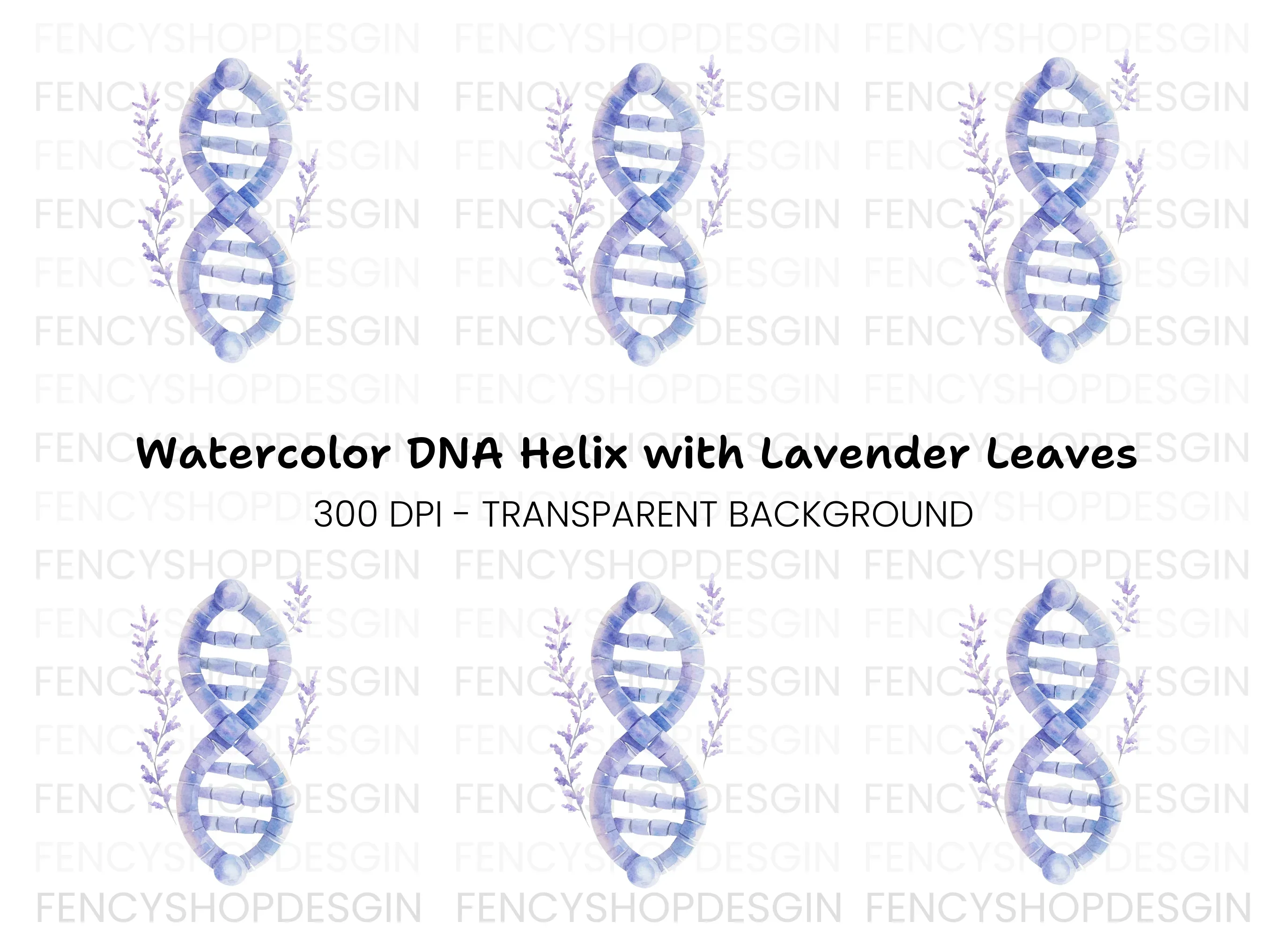 DNA Strand with Lavender Clipart Bundle
