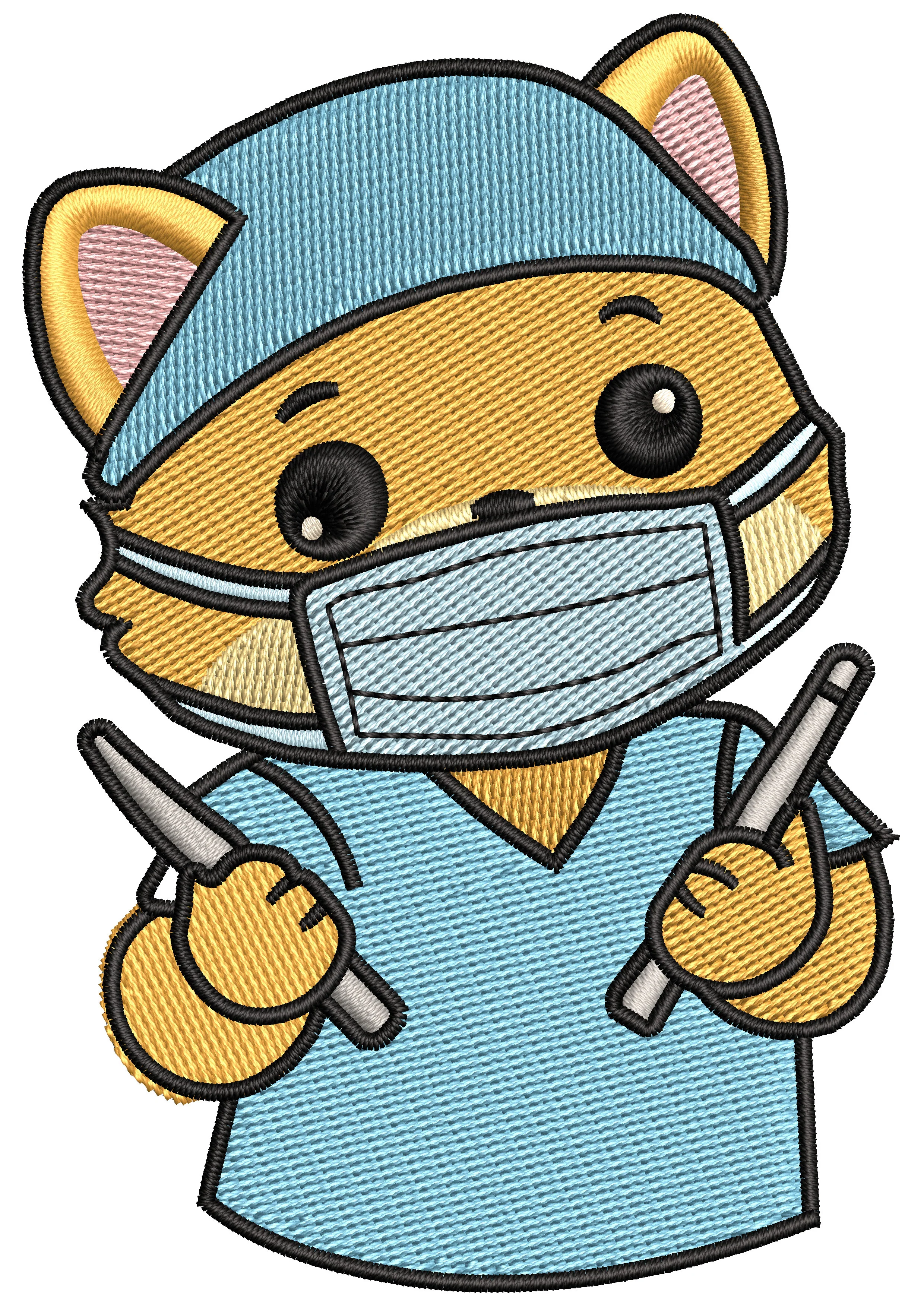 Doctor Cartoon Embroidery Design