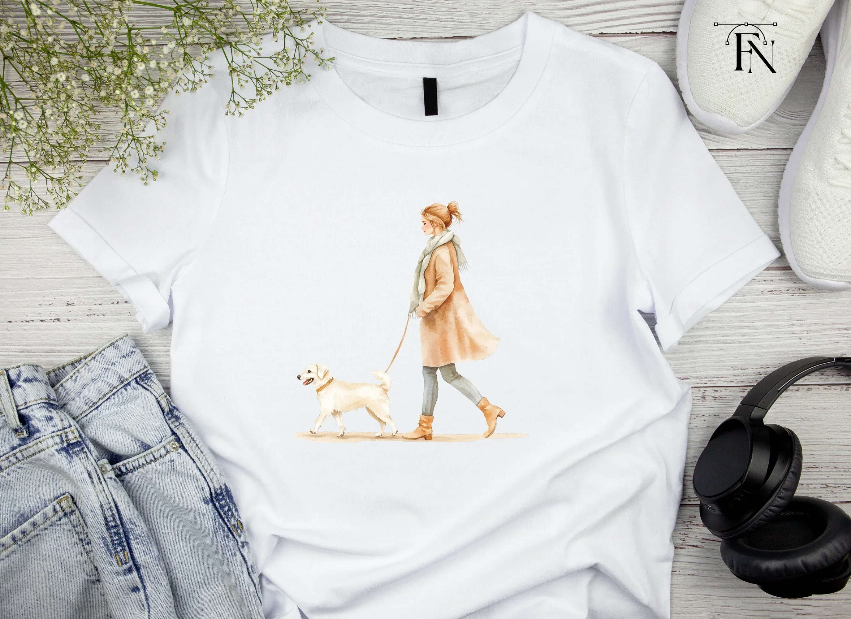 Dog Walking Woman Clipart Bundle - Image 5