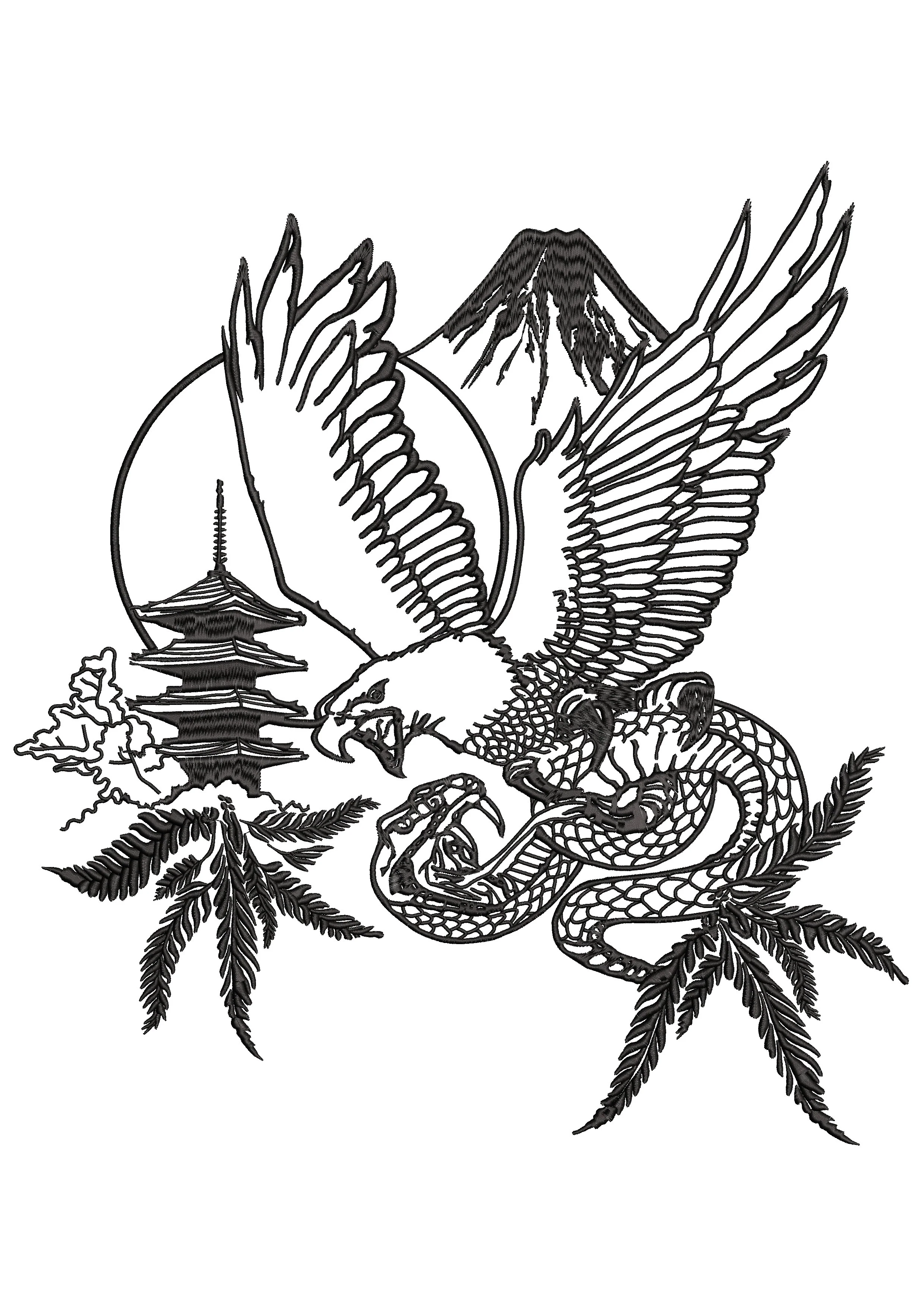 Dragon Hill Embroidery Design