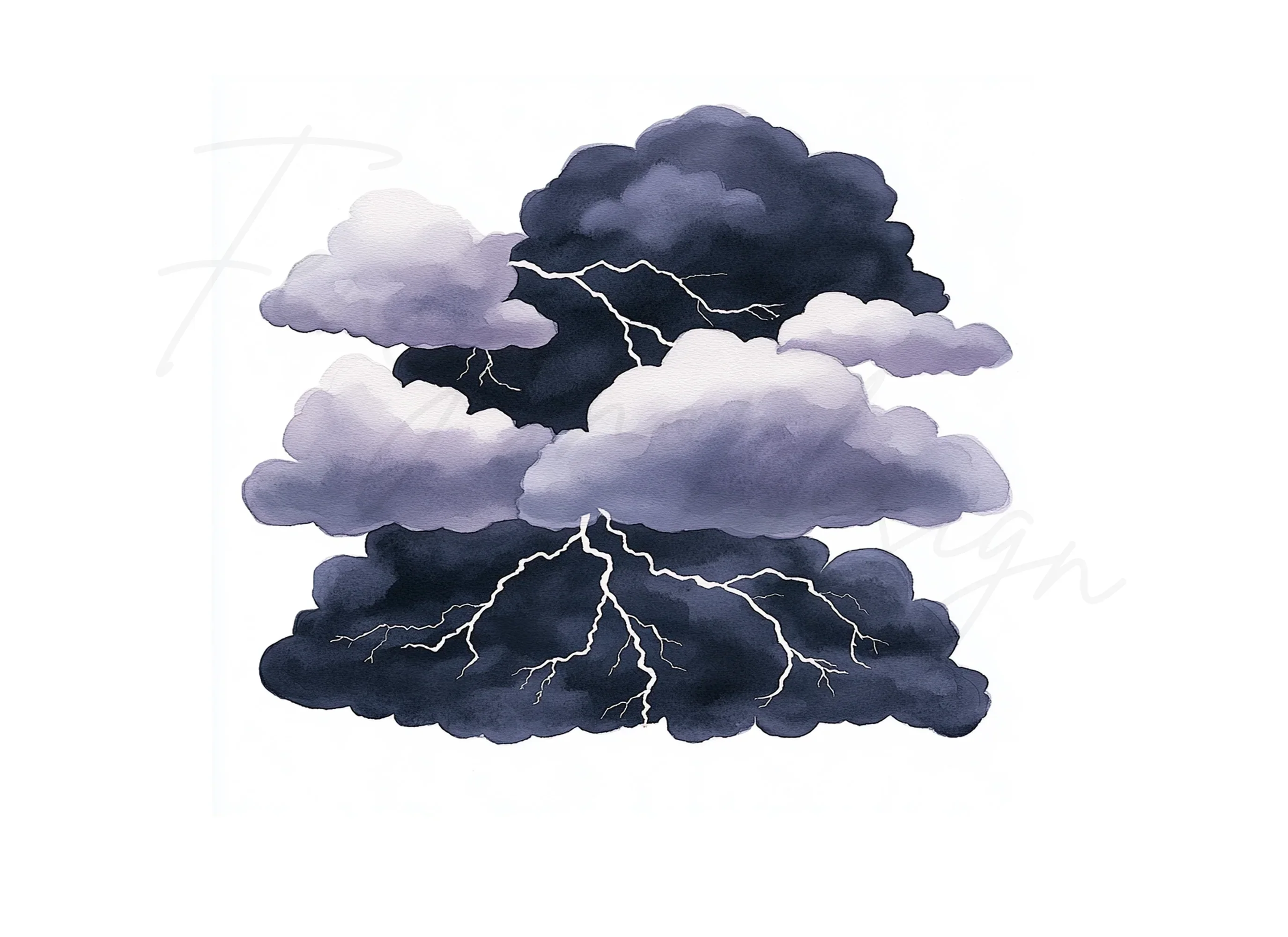 Dramatic Storm Clouds with Lightning Clipart Bundle - Image 3