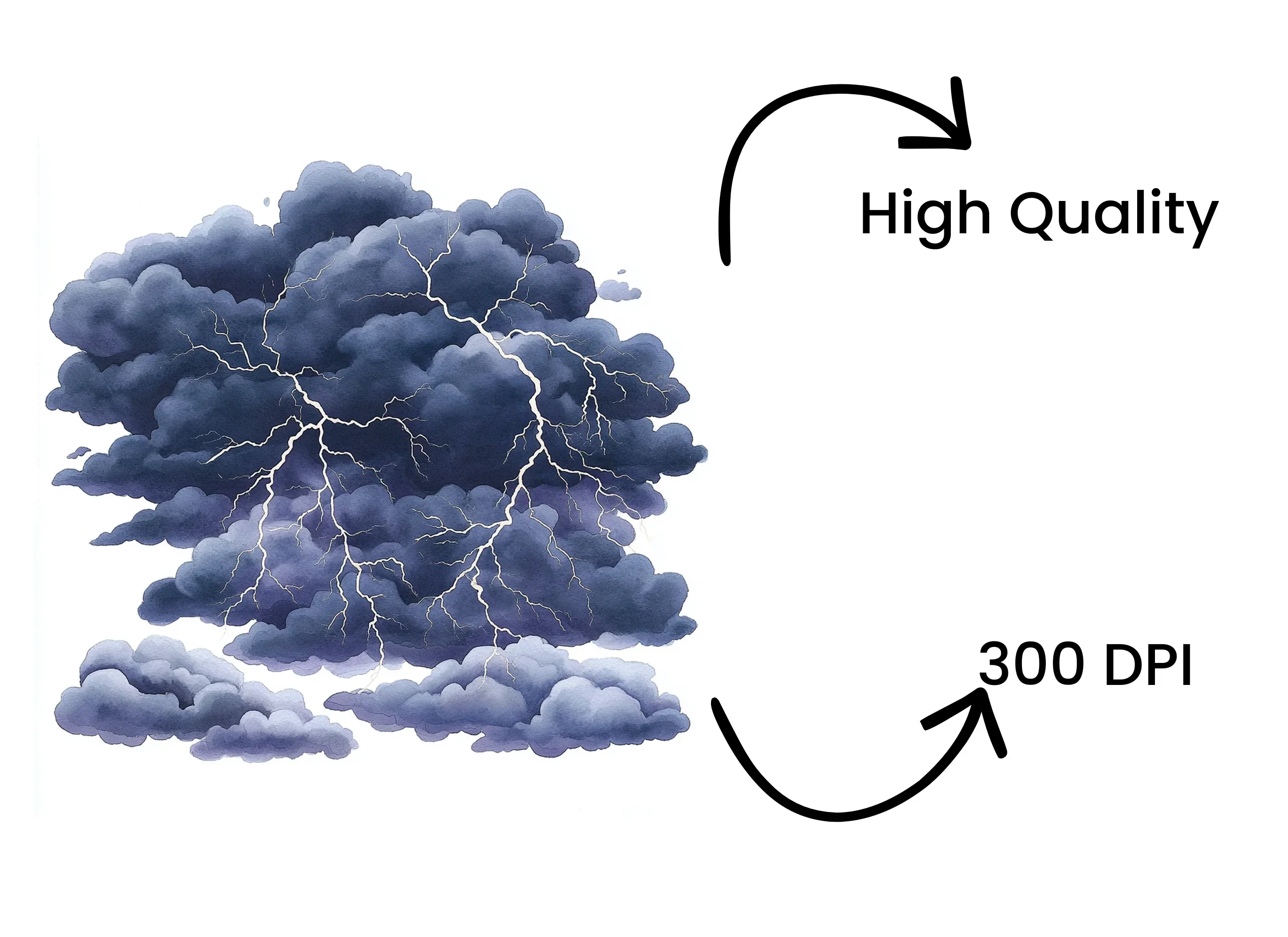 Dramatic Storm Clouds with Lightning Clipart Bundle - Image 4