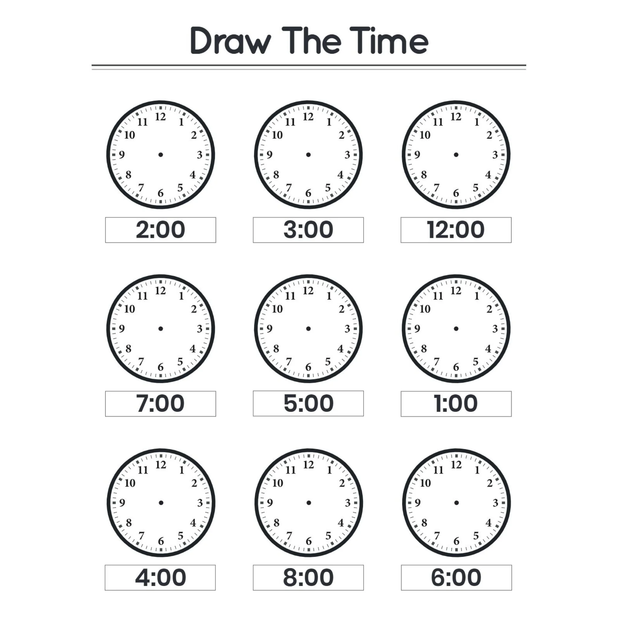 Draw the Time Worksheets for Kindergarten