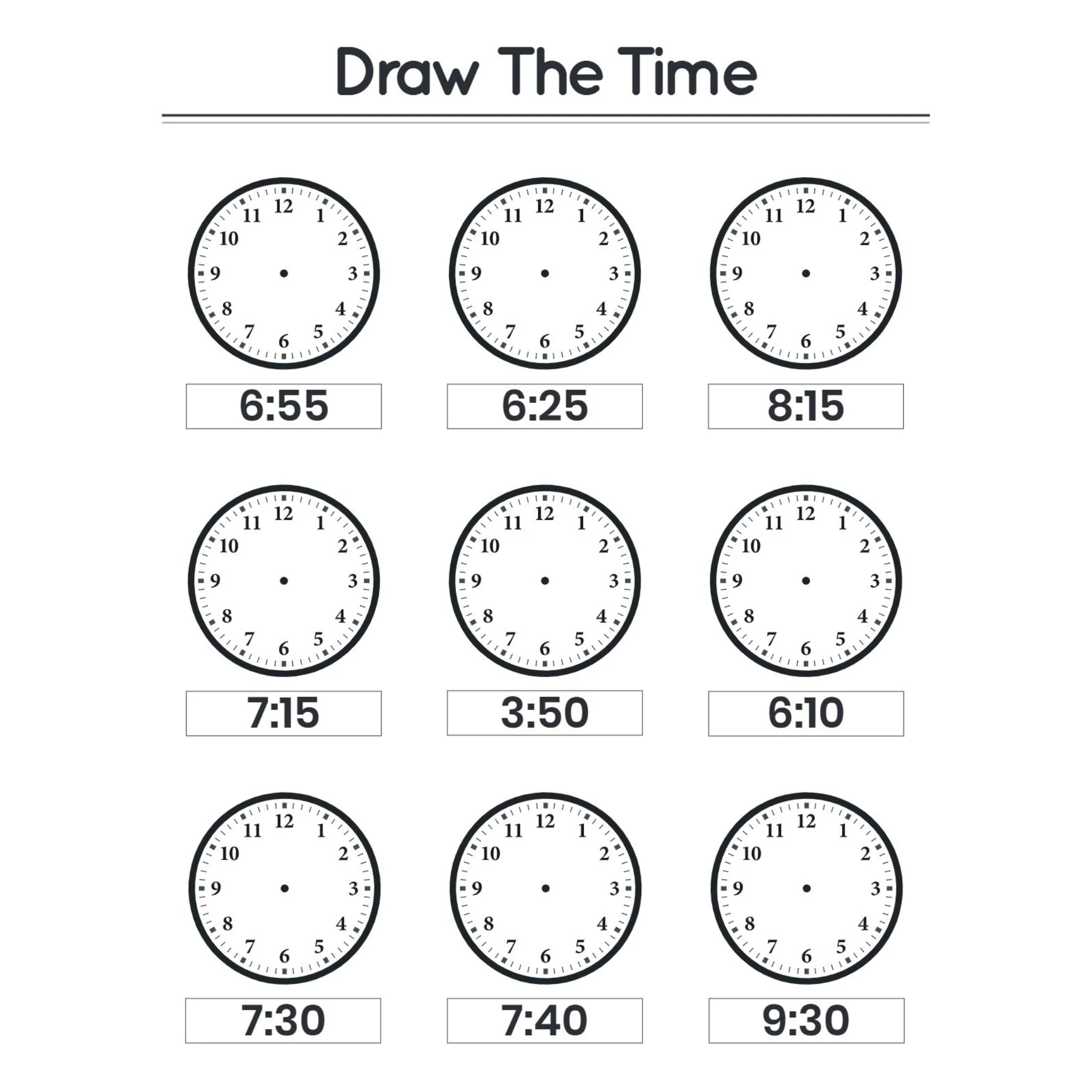 Draw the Time Worksheets for Kindergarten - Image 2