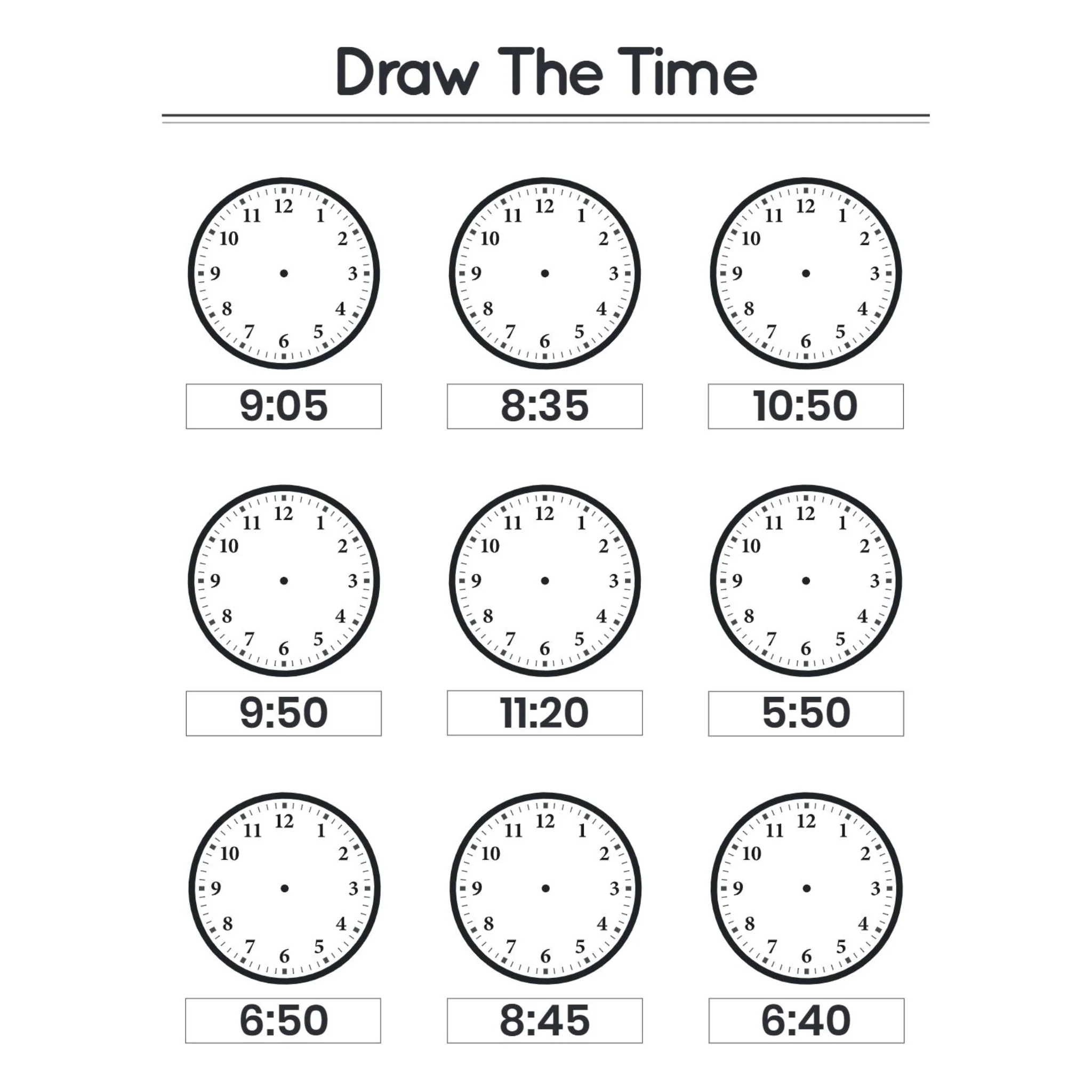 Draw the Time Worksheets for Kindergarten - Image 3
