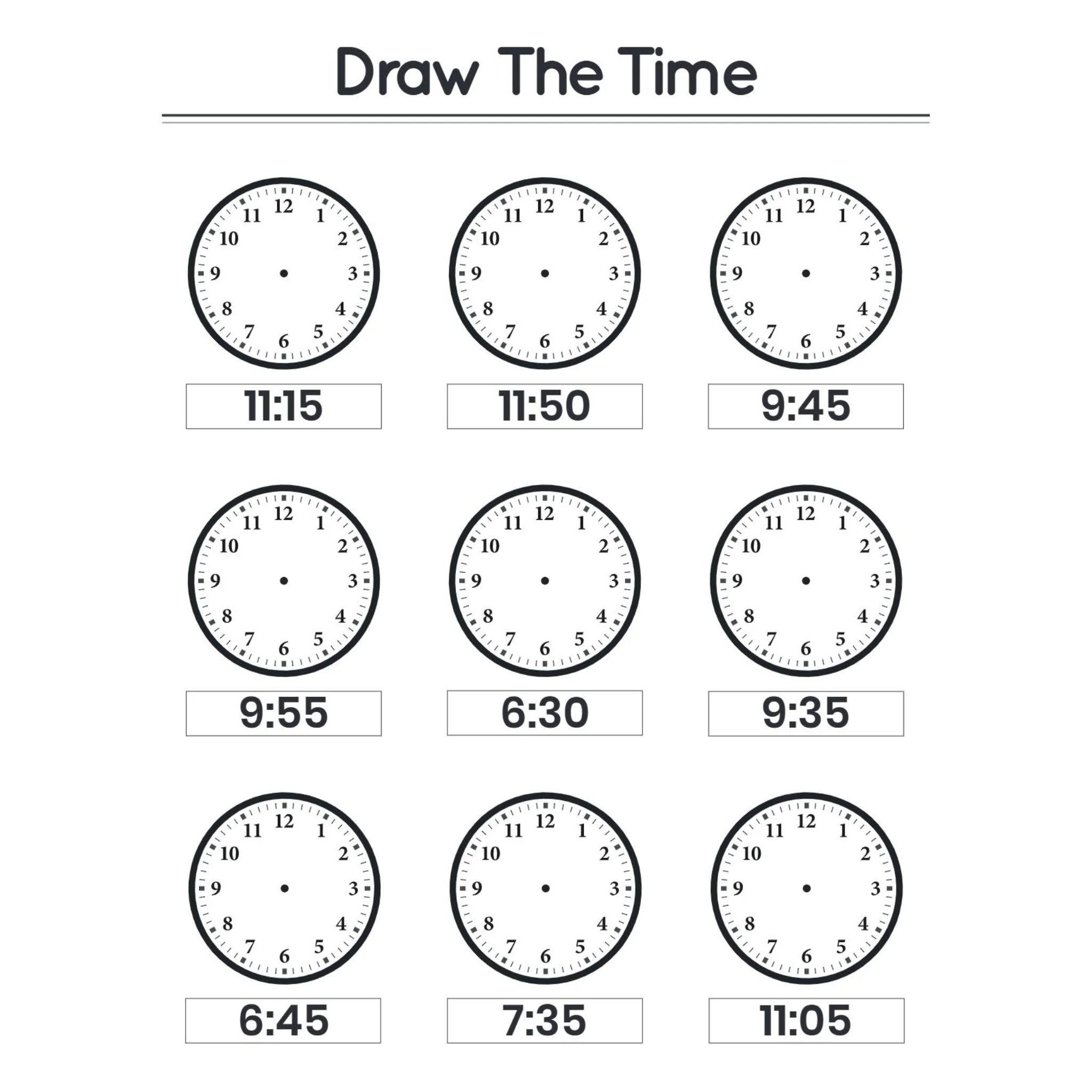 Draw the Time Worksheets for Kindergarten - Image 5