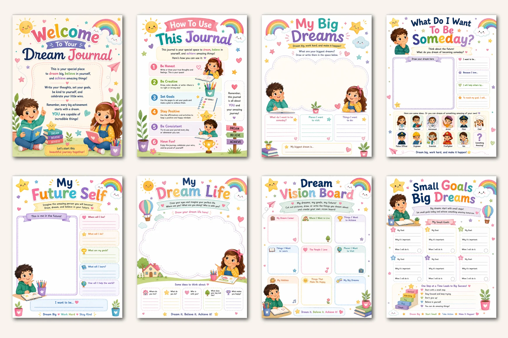 Dream Believe Achieve For Kids Journal - Image 2
