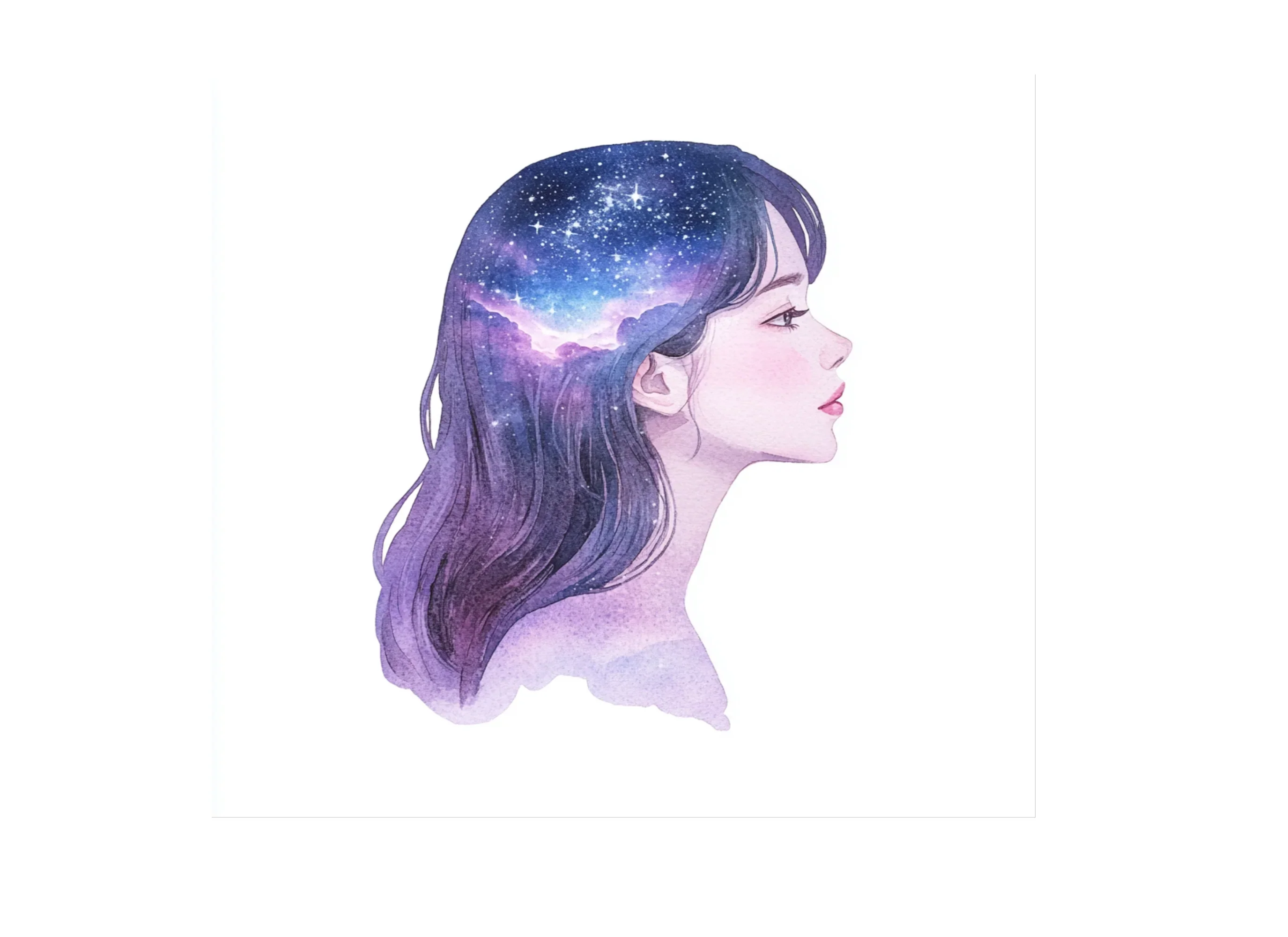 Dreamy Galaxy Hair Girl Clipart Bundle - Image 3