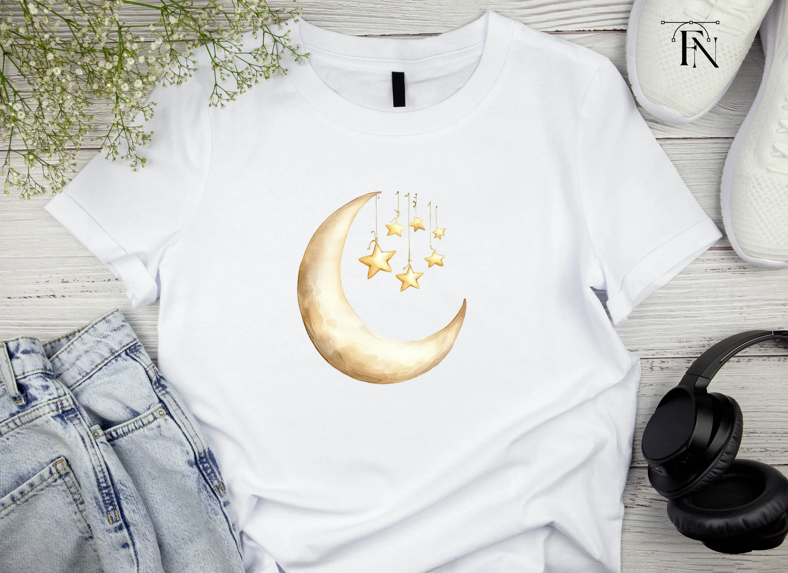 Dreamy Moon and Stars Clipart Bundle - Image 4