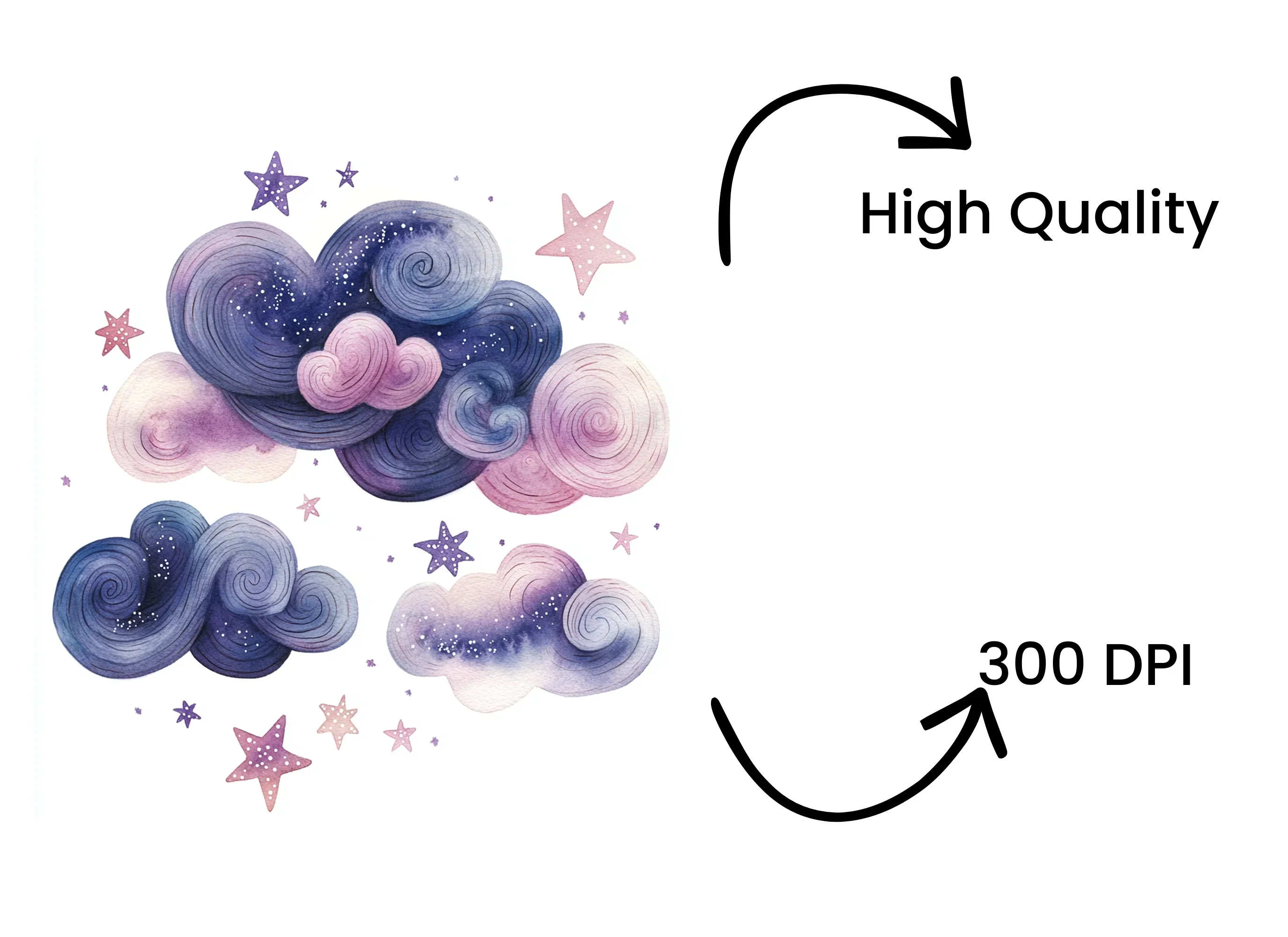 Dreamy Pastel Clouds and Stars Clipart Bundle - Image 4