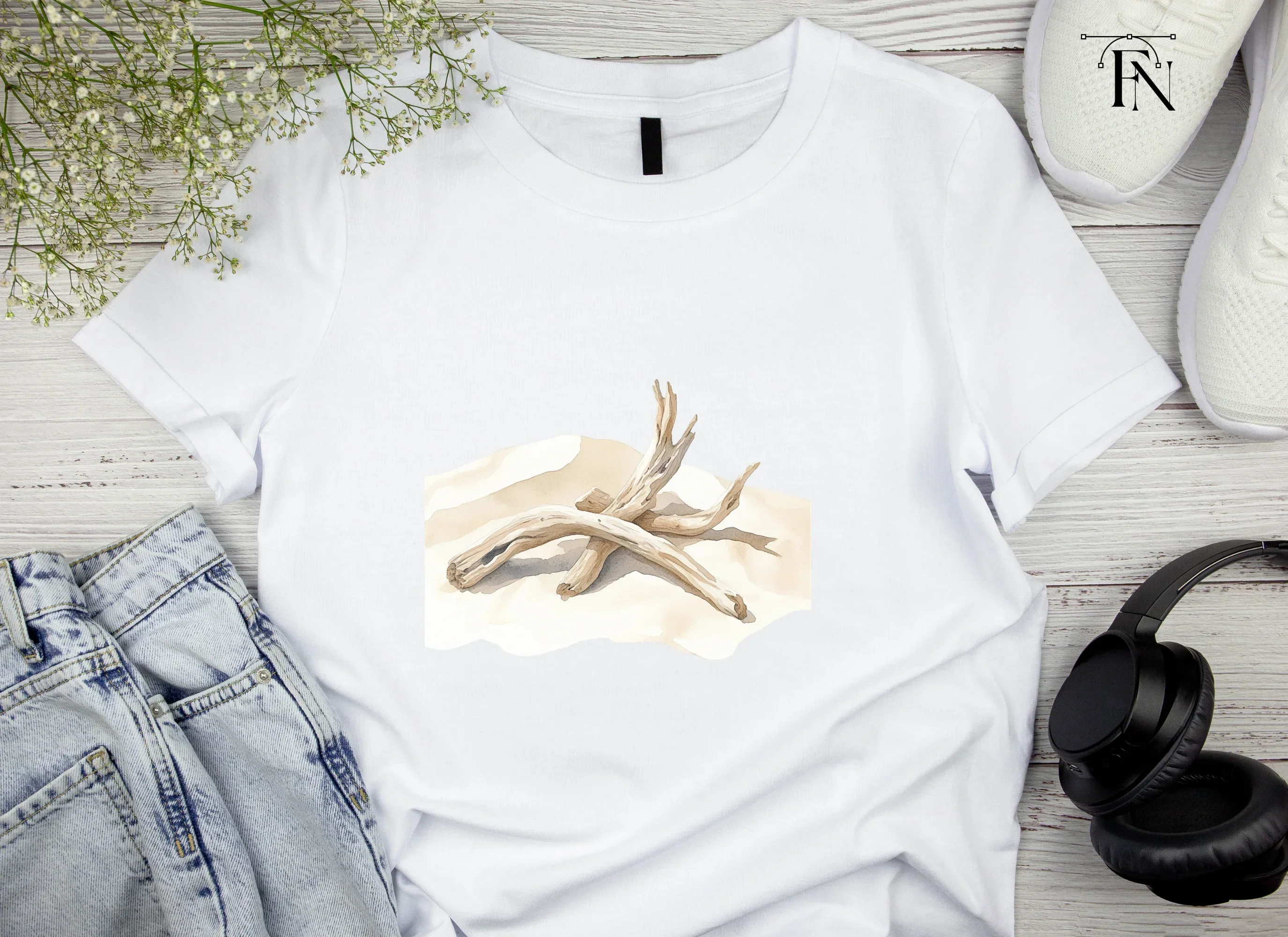 Driftwood on Sandy Beach Clipart Bundle - Image 4